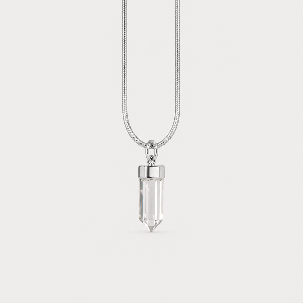 BABY PENDULUM CHOKER - CRYSTAL QUARTZ (SILVER)