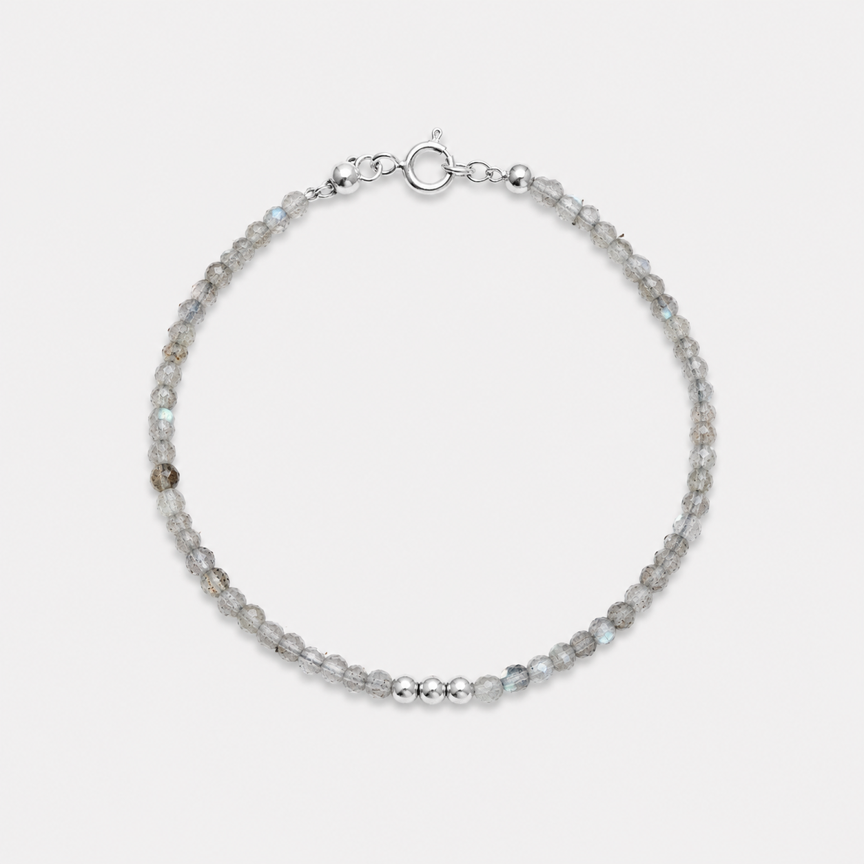 MINI BEADS BRACELET - LABRADORITE (SILVER)