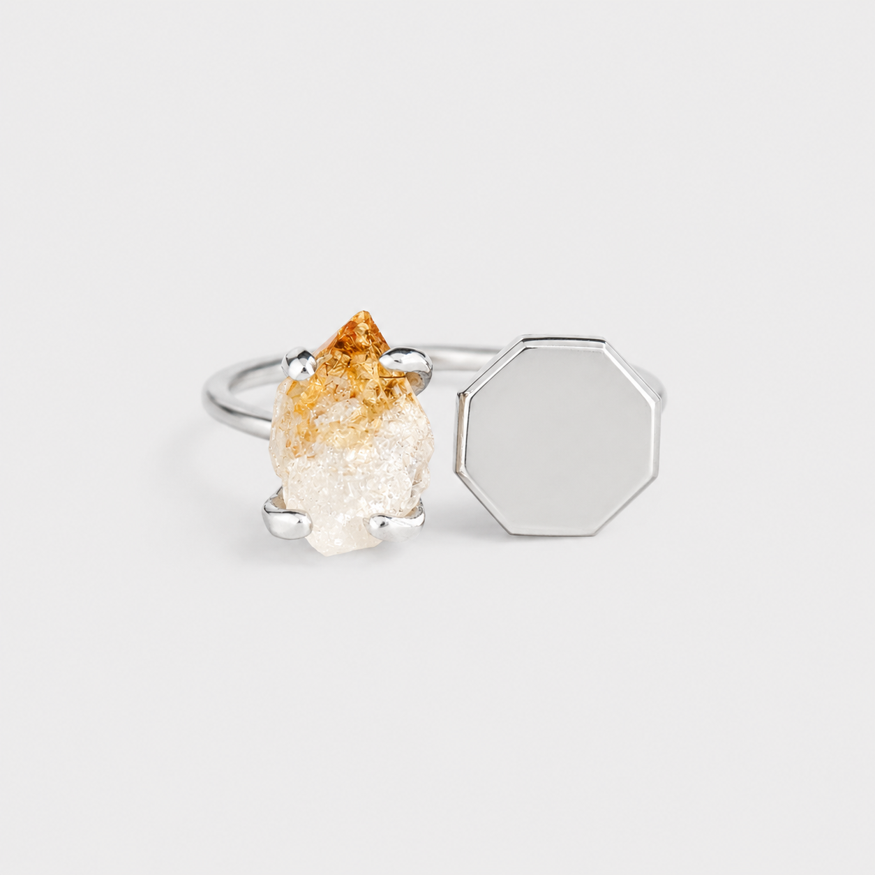 OCTAGON RING - CITRINE (SILVER)