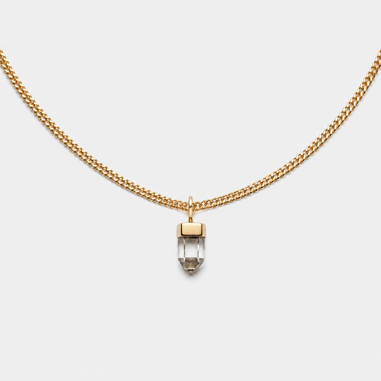 CHOKER CHAIN - CRYSTAL QUARTZ (GOLD PLATED)