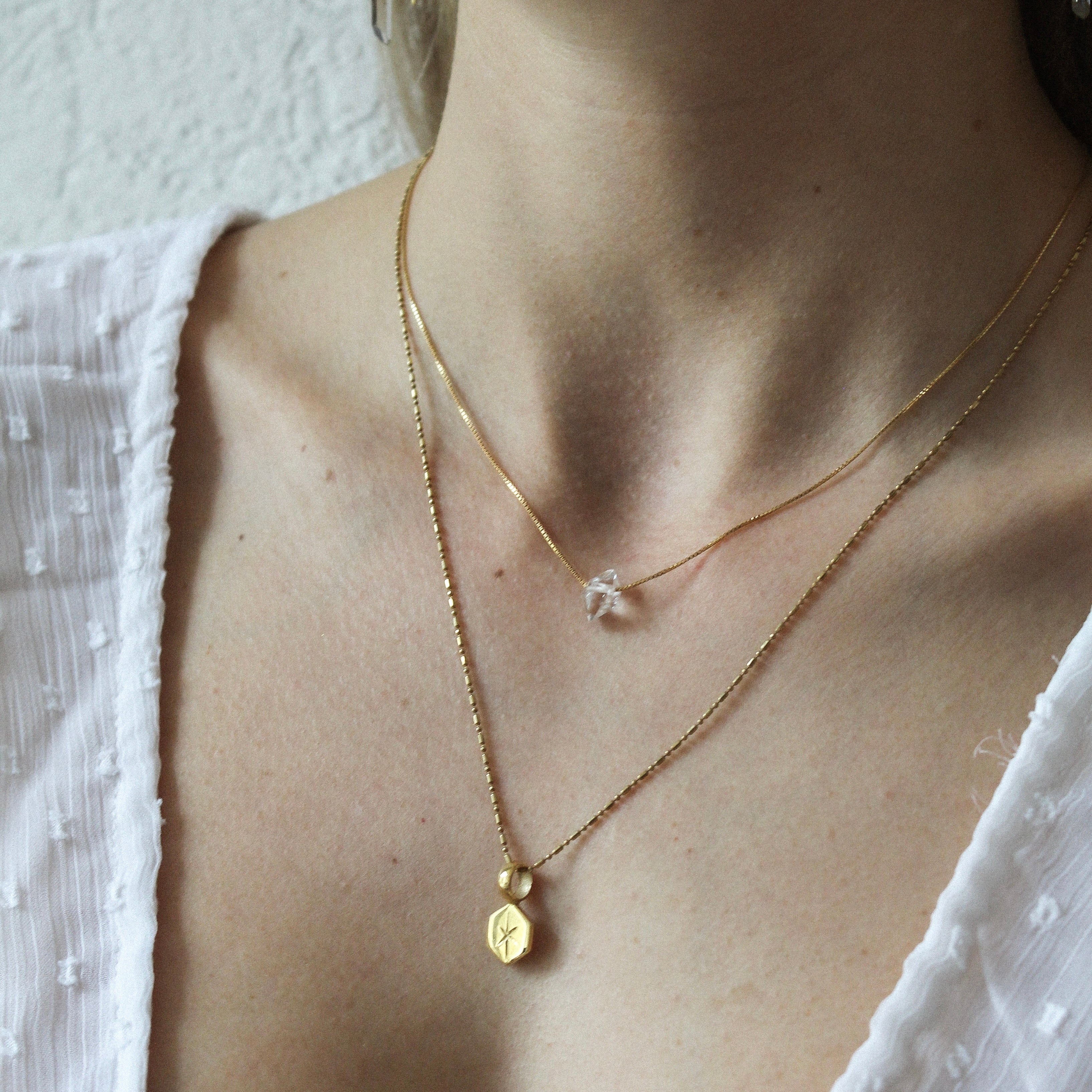 LITTLE TOTEM NECKLACE - HERKIMER (GOLD PLATED)