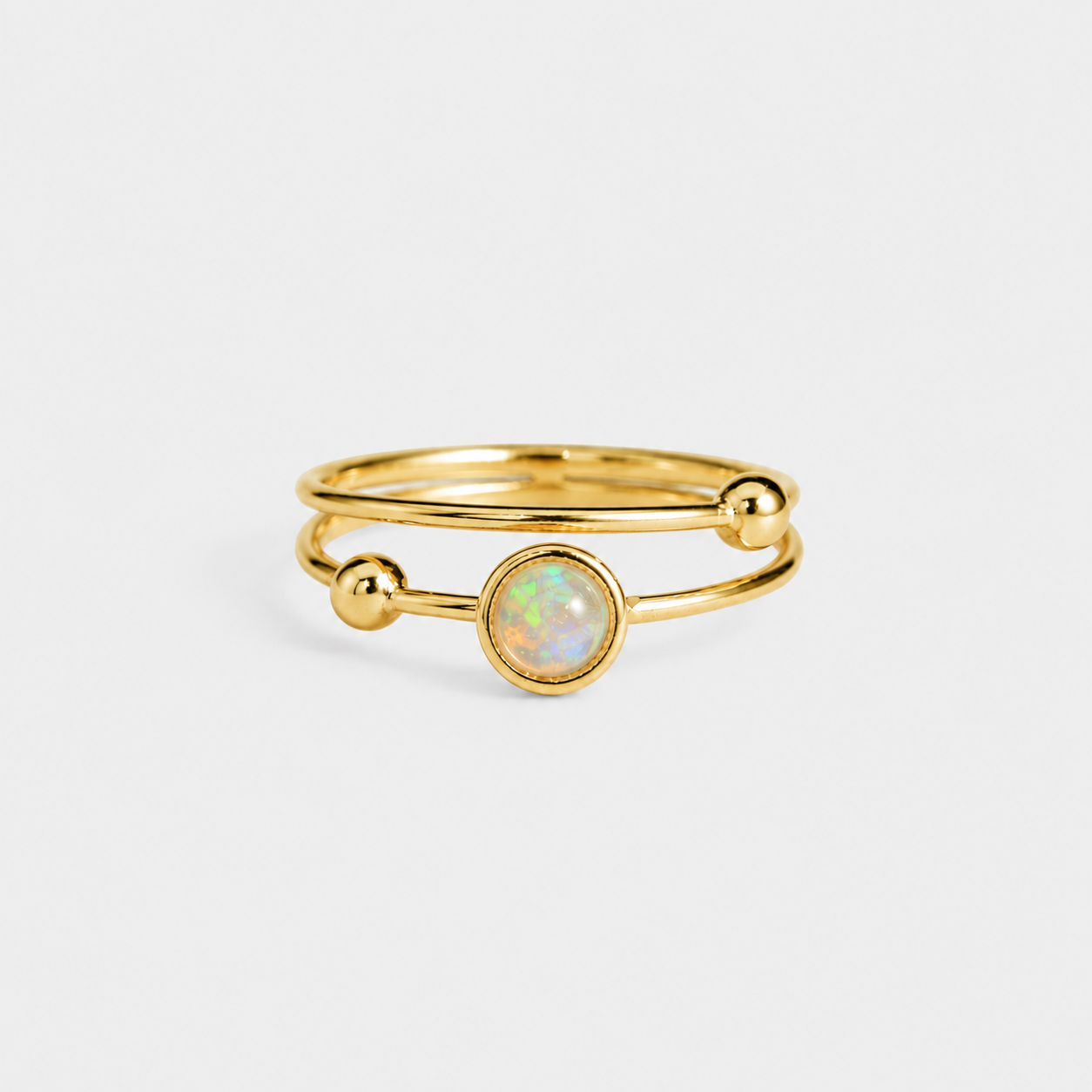GALAXY THIN RING - ETHIOPIAN OPAL (GOLD-PLATED)