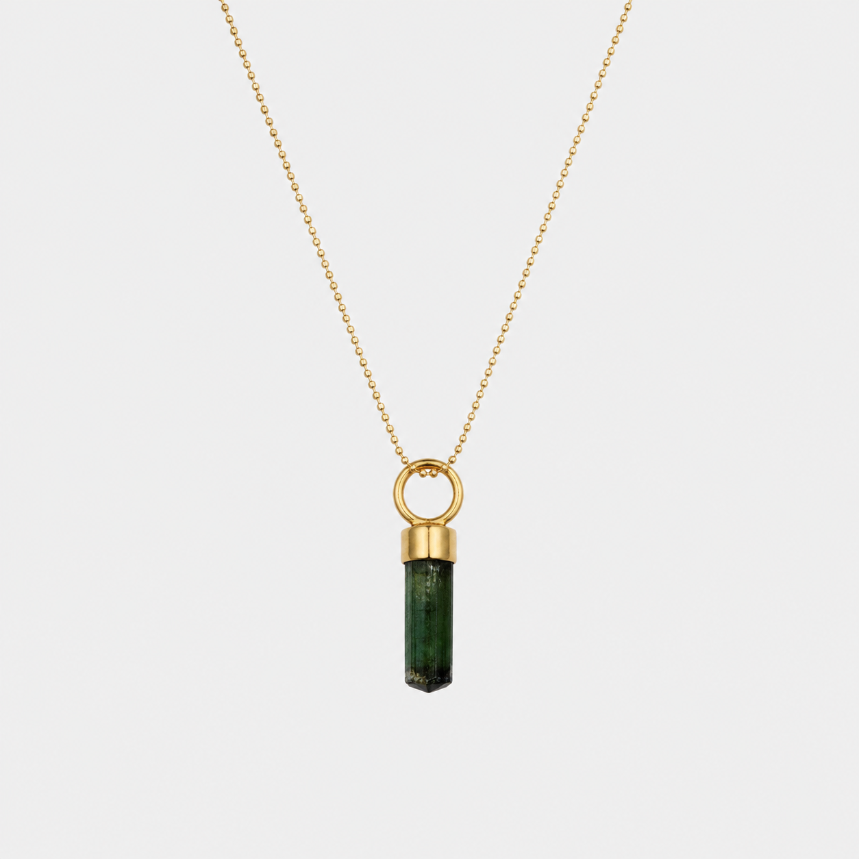 MINI PENCIL NECKLACE - GREEN TOURMALINE (GOLD-PLATED)