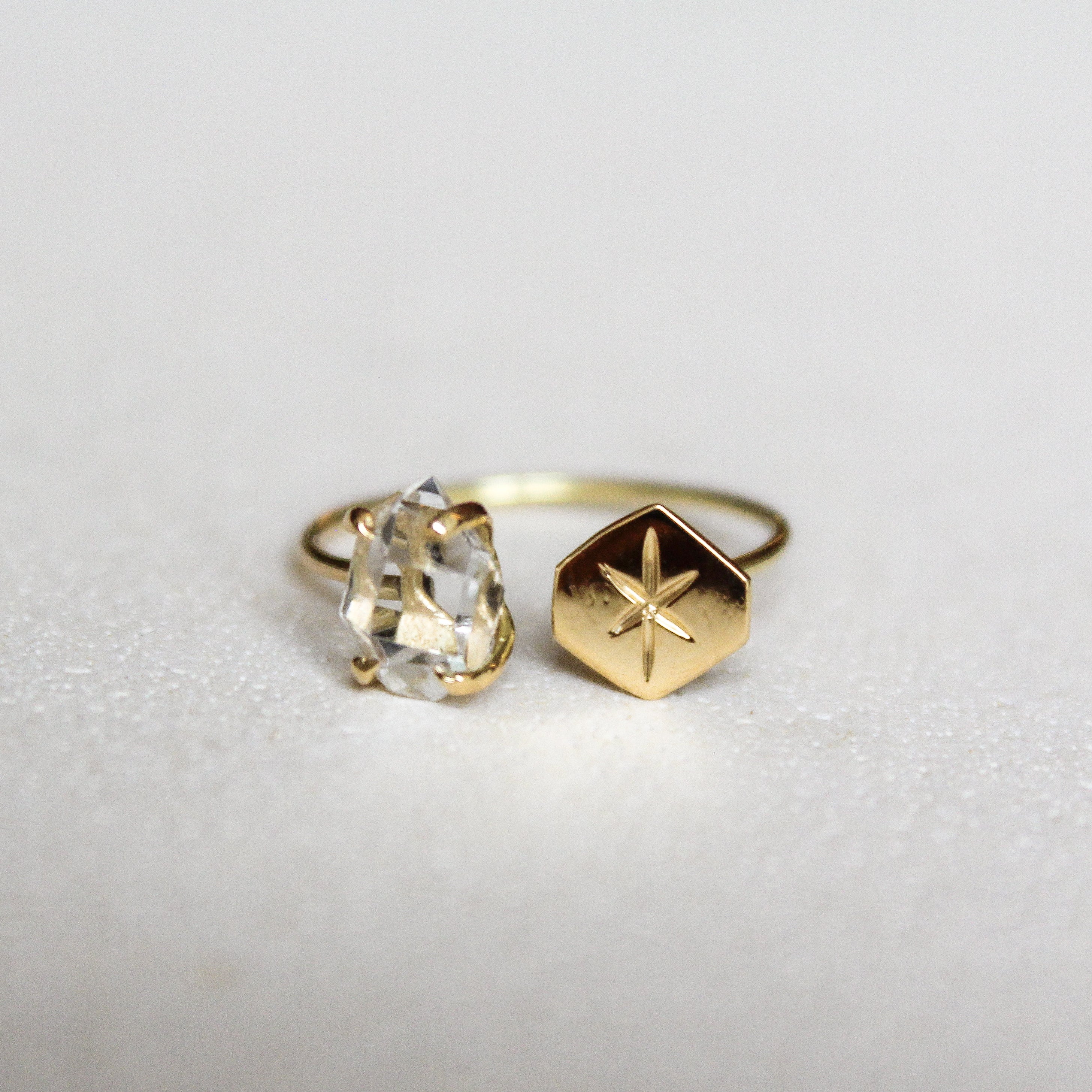 POLARIS RING - HERKIMER (SOLID GOLD 18kt)