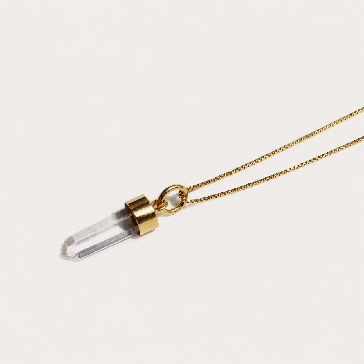 TINY PENDULUM NECKLACE - CRYSTAL QUARTZ (GOLD PLATED)