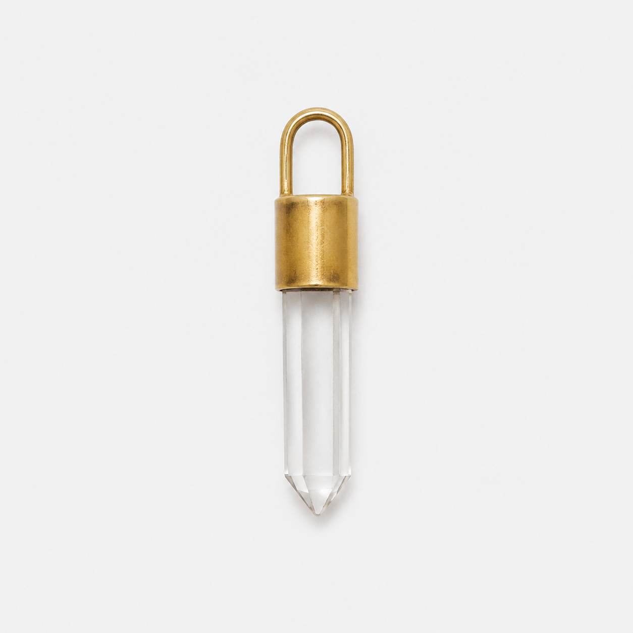 MINI AMULET CHARM - CRYSTAL QUARTZ (BRASS)