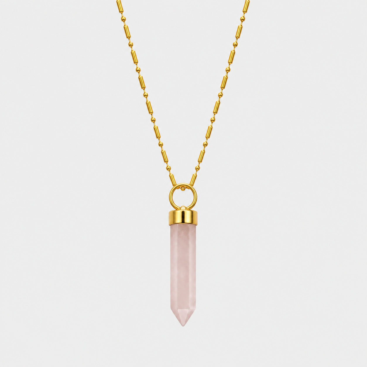 LONG PENDULUM - ROSE QUARTZ (GOLD PLATED)