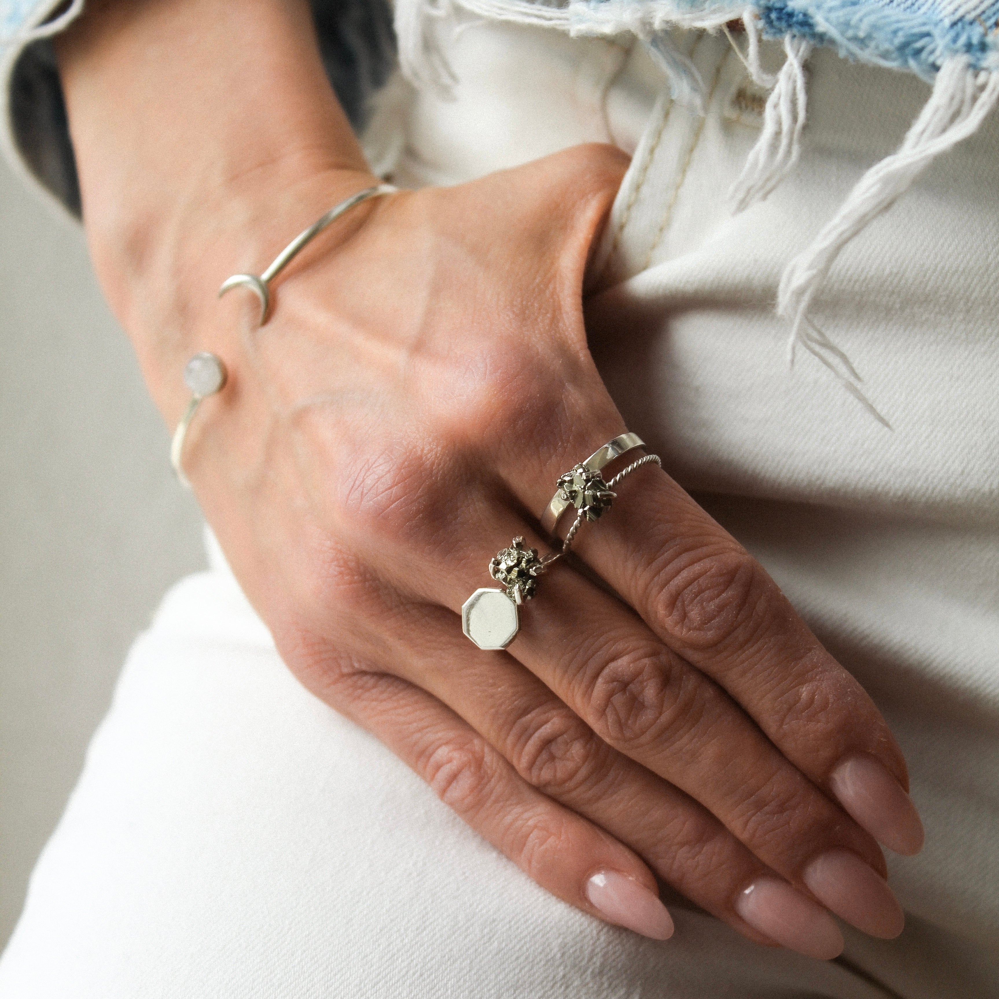 SATURNO THIN RING - PYRITE (SILVER)