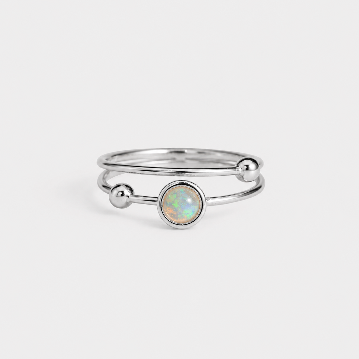 GALAXY THIN RING - ETHIOPIAN OPAL (SILVER)