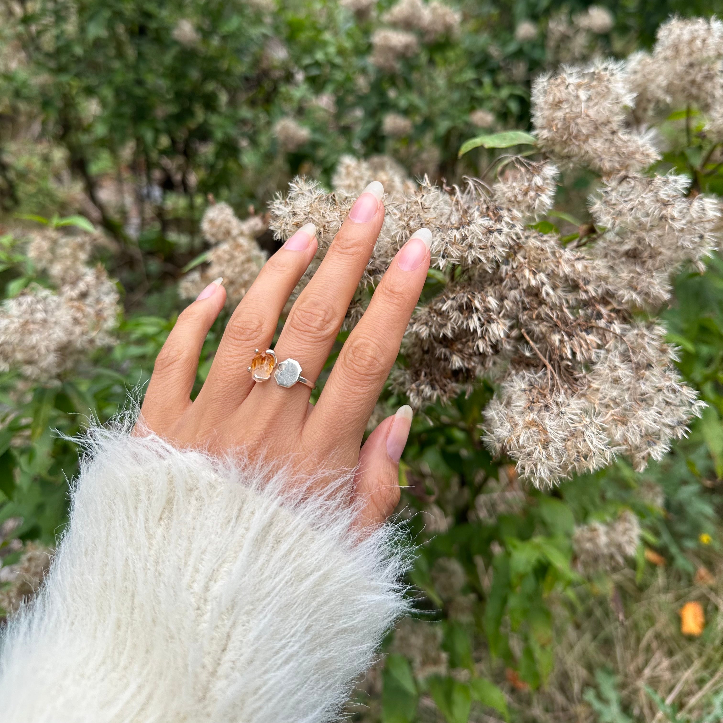 HEXAGON RING - CITRINE (SILVER)
