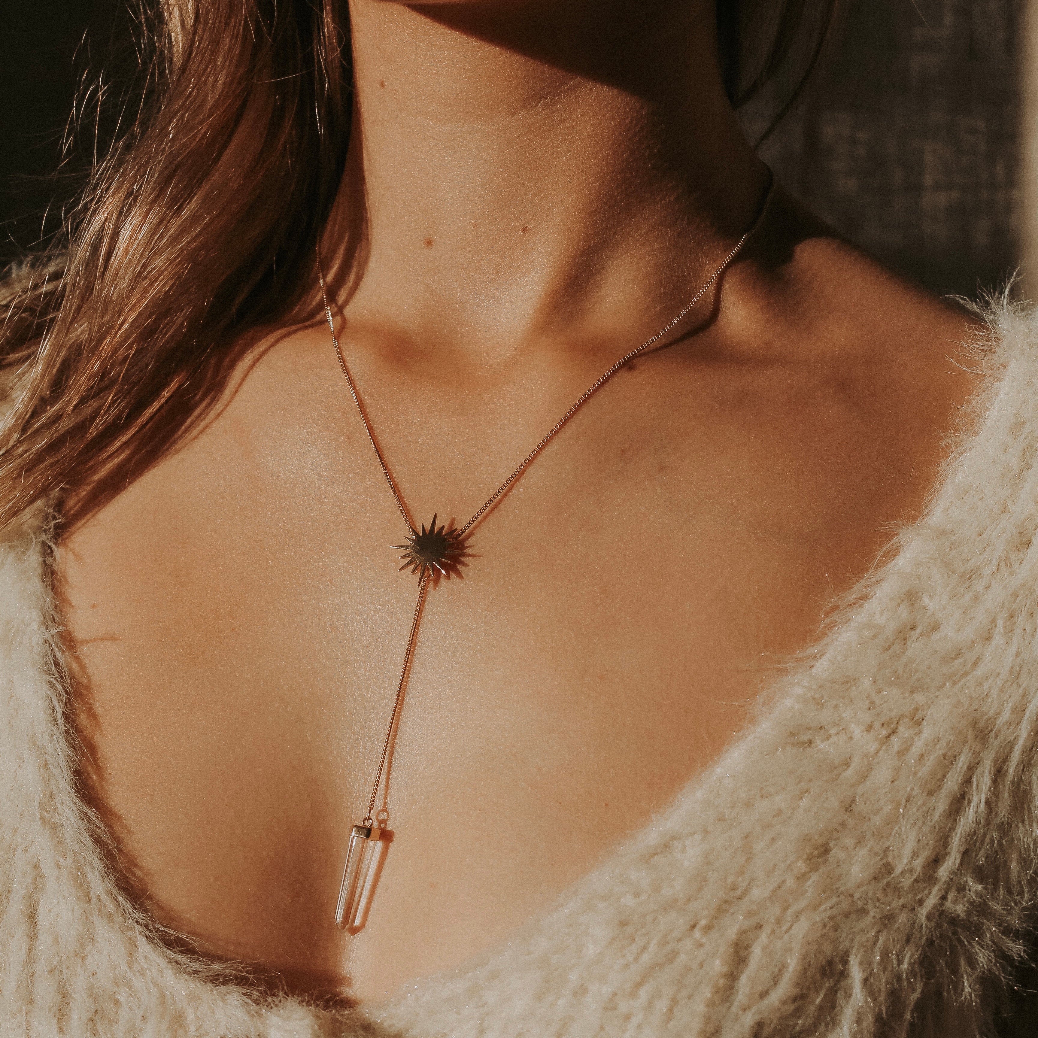 SOLEIL NECKLACE - CRYSTAL QUARTZ (GOLD PLATED)