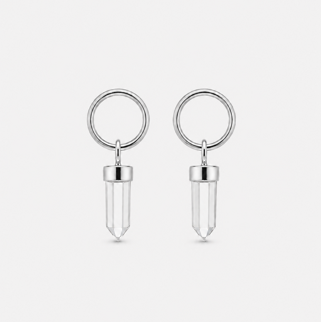 AURA EARRINGS - CRYSTAL QUARTZ (SILVER)