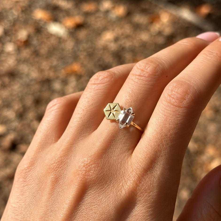 POLARIS RING - HERKIMER (GOLD-PLATED)