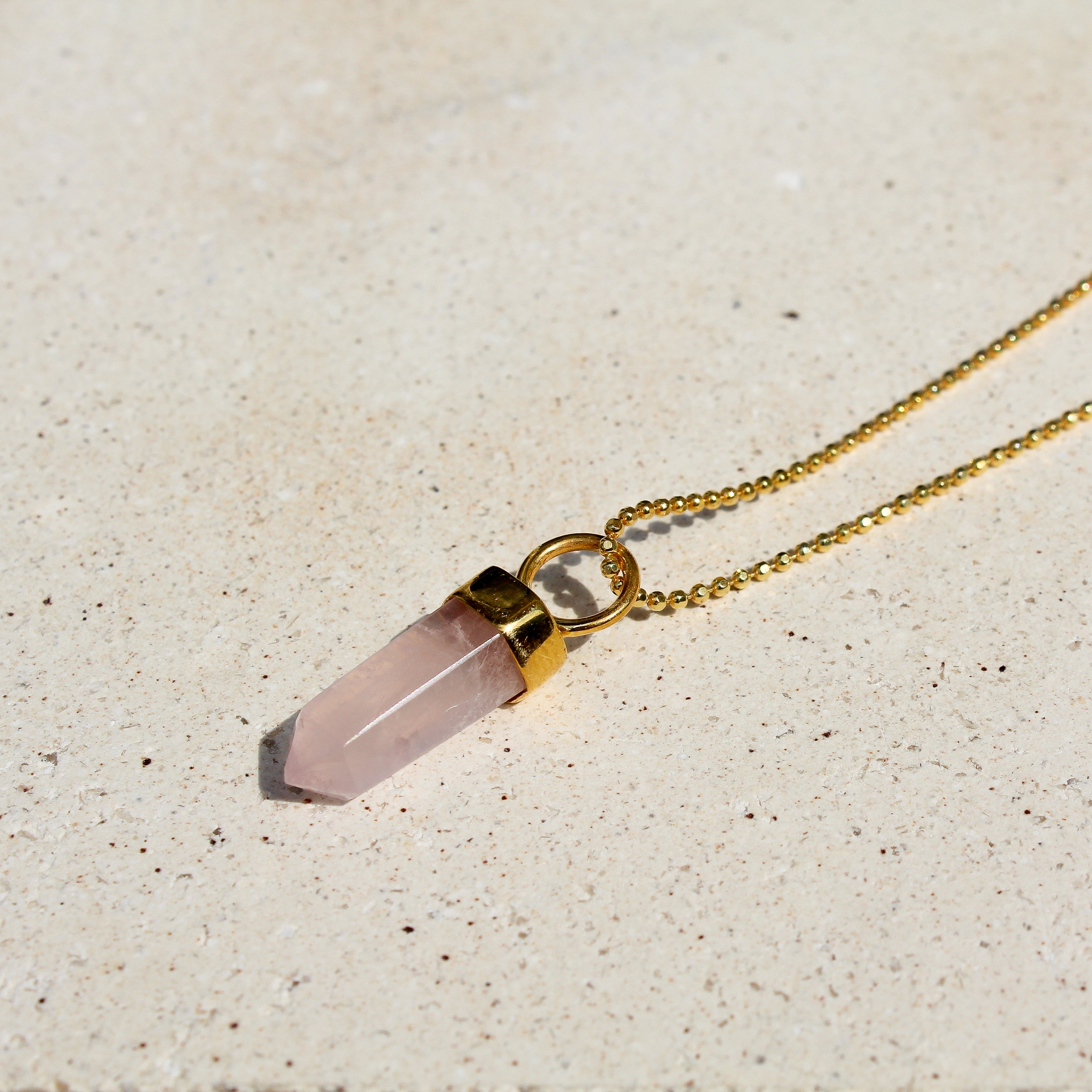 MINI PENDULUM - ROSE QUARTZ (GOLD PLATED)