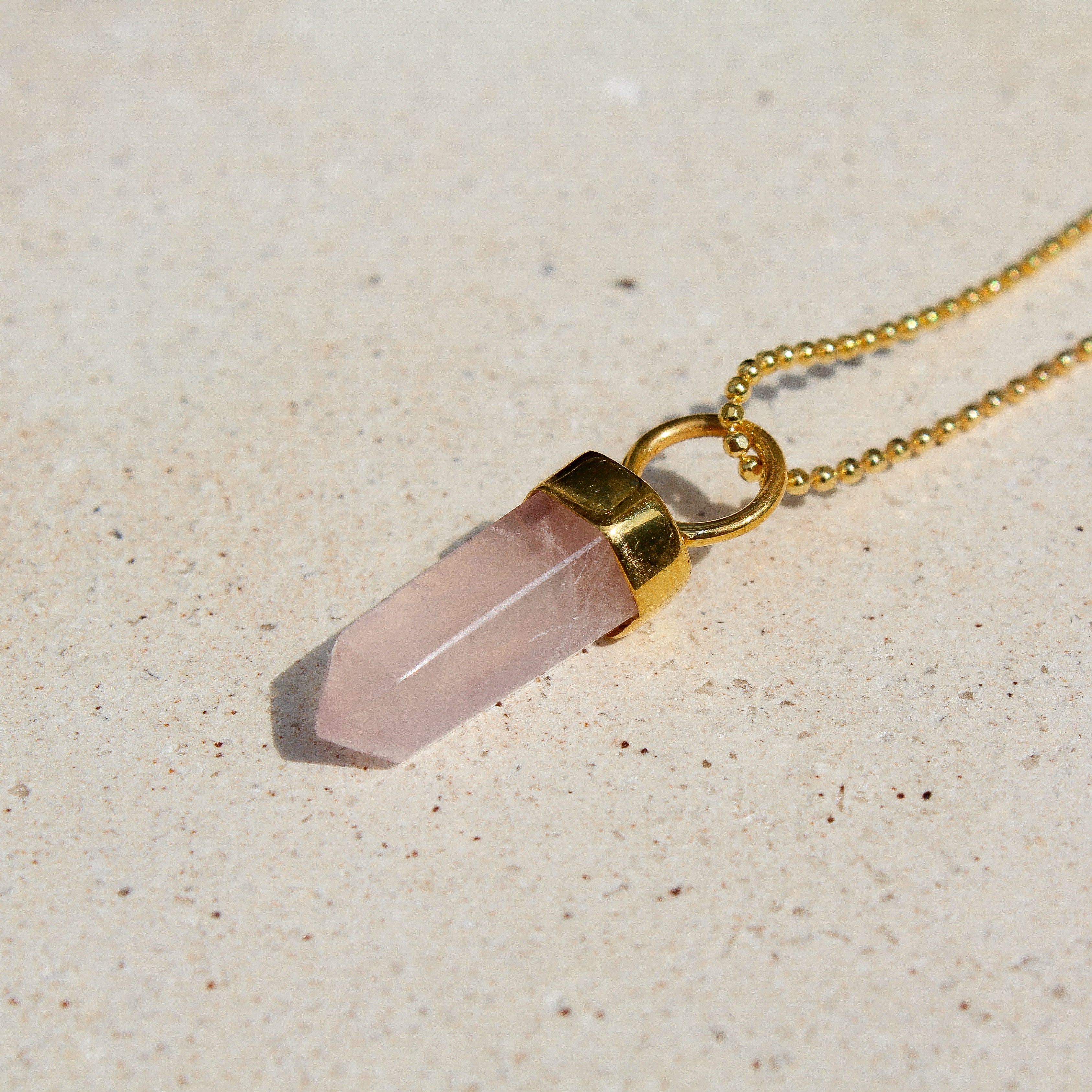 MINI PENDULUM - ROSE QUARTZ (GOLD PLATED)