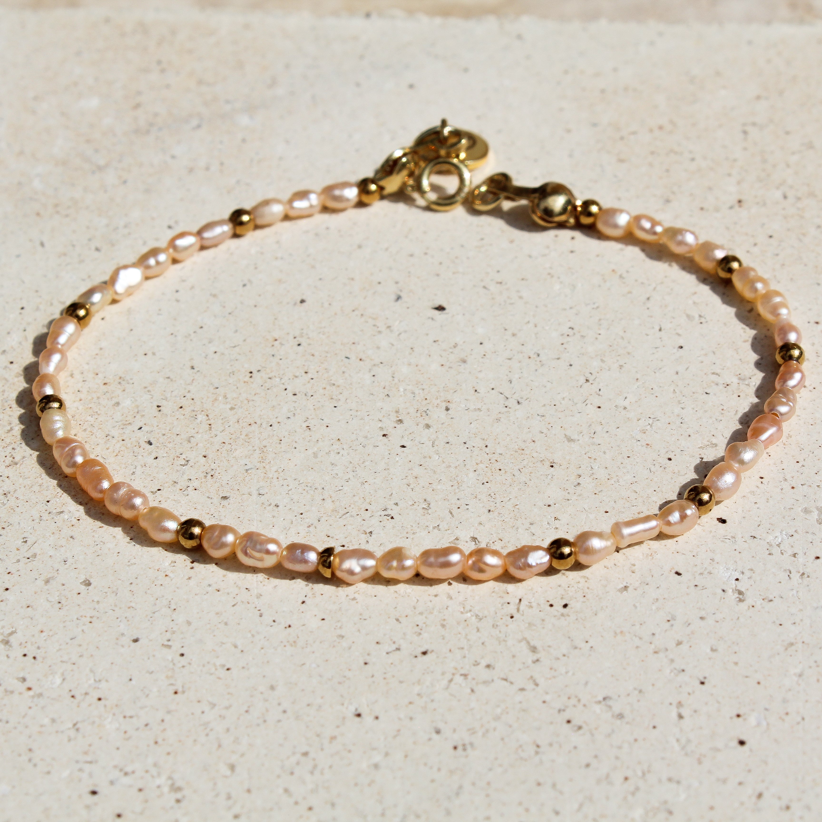 RIVER PEARLS BRACELET - PINK (GOLD PLATED)