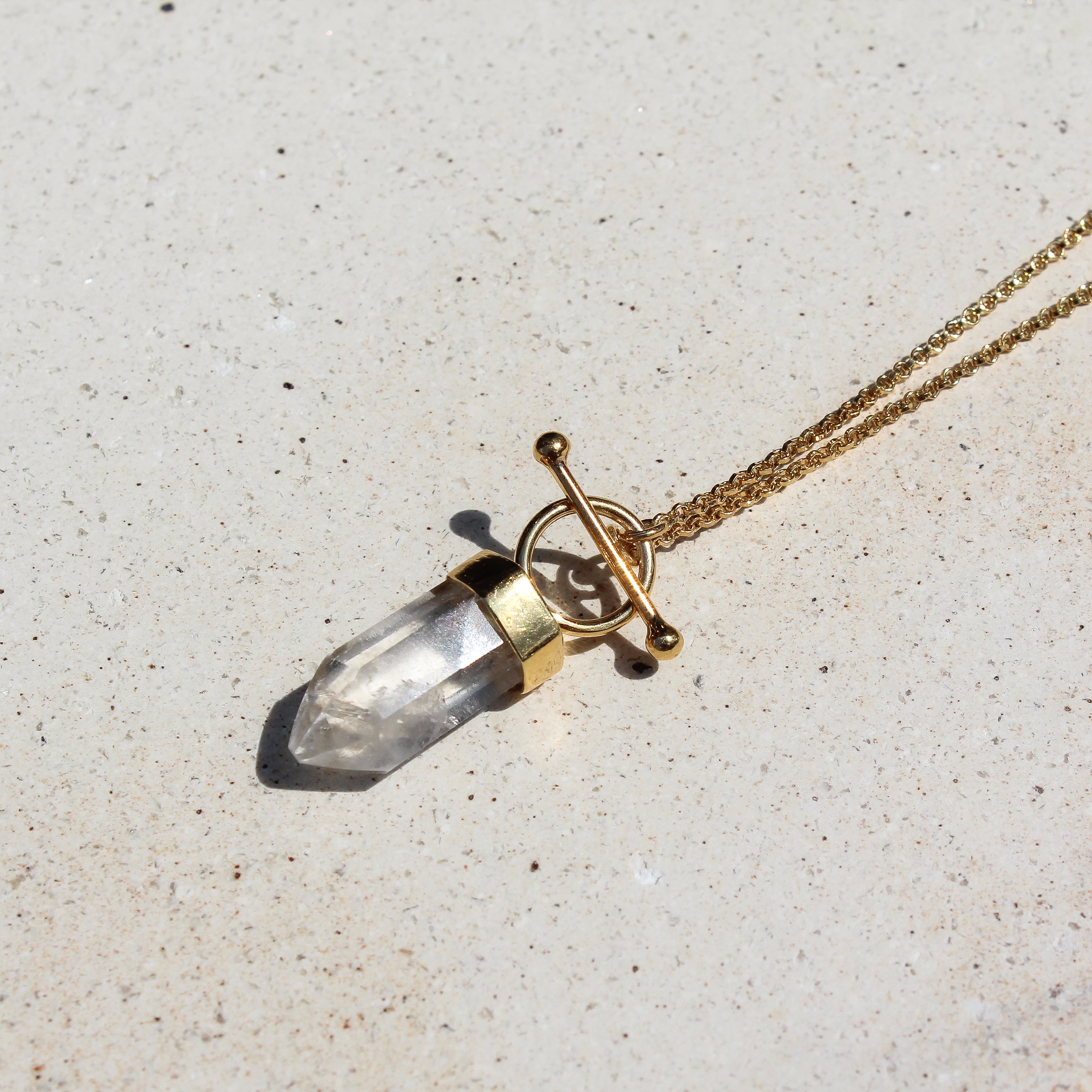 ORBIT NECKLACE - CRYSTAL QUARTZ (GOLD PLATED)