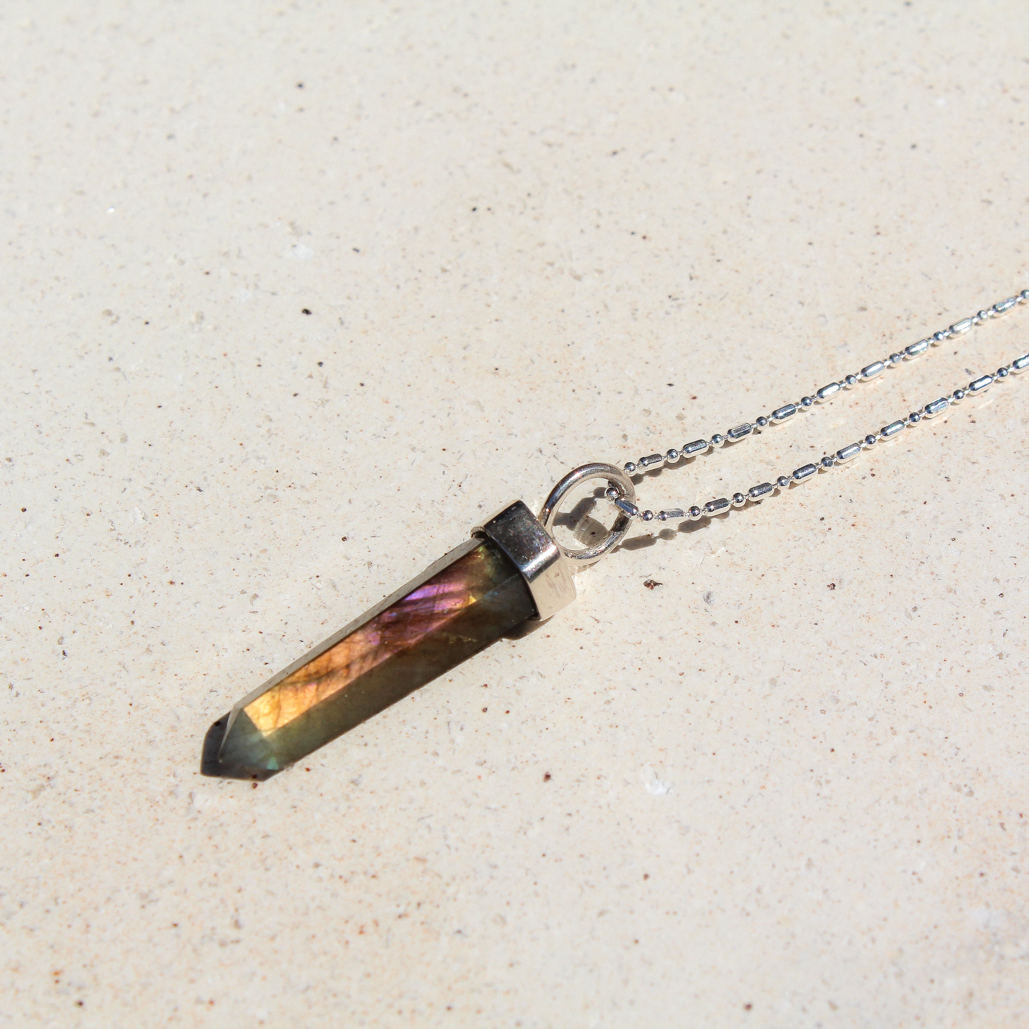 LONG PENDULUM - LABRADORITE (SILVER)