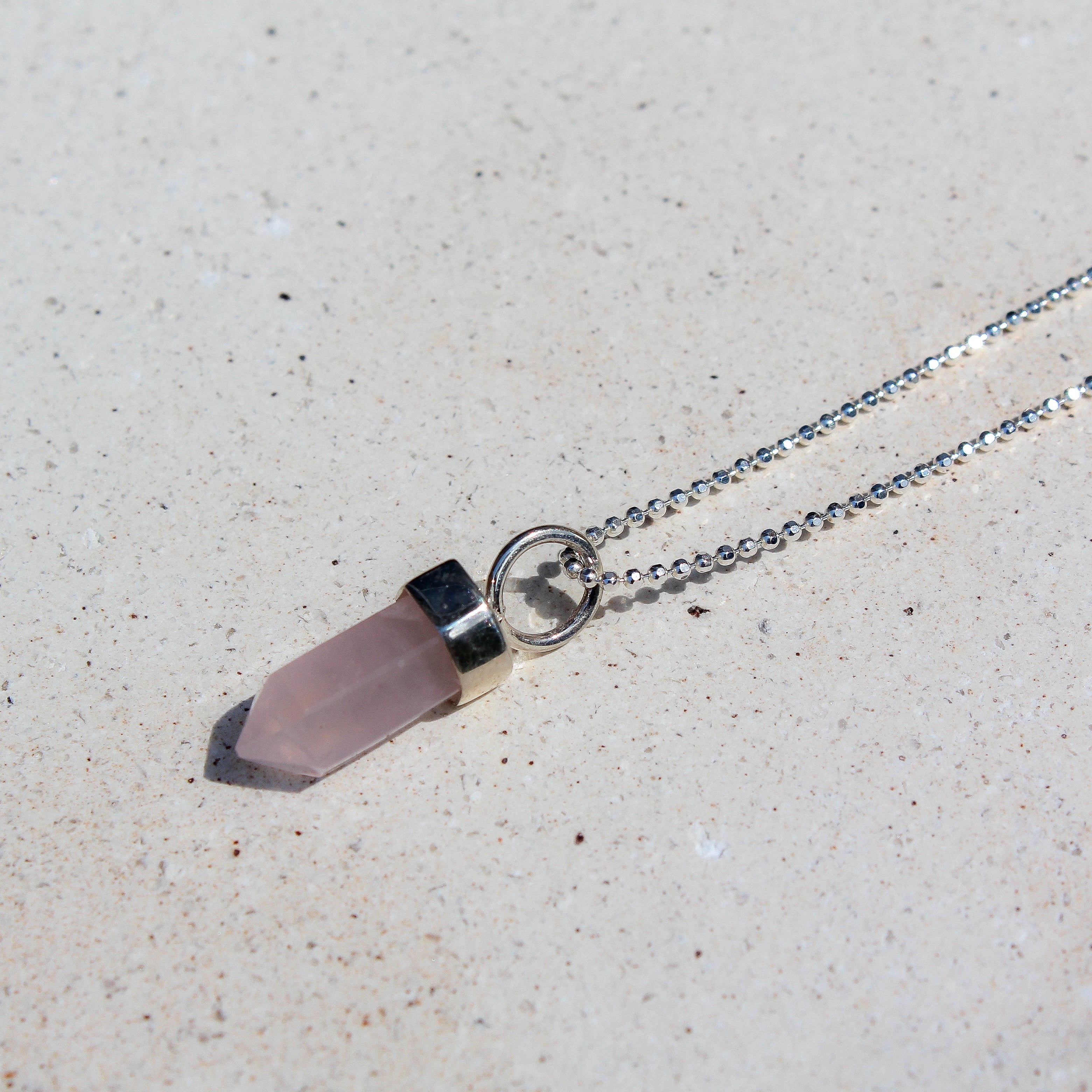 MINI PENDULUM - ROSE QUARTZ (SILVER)