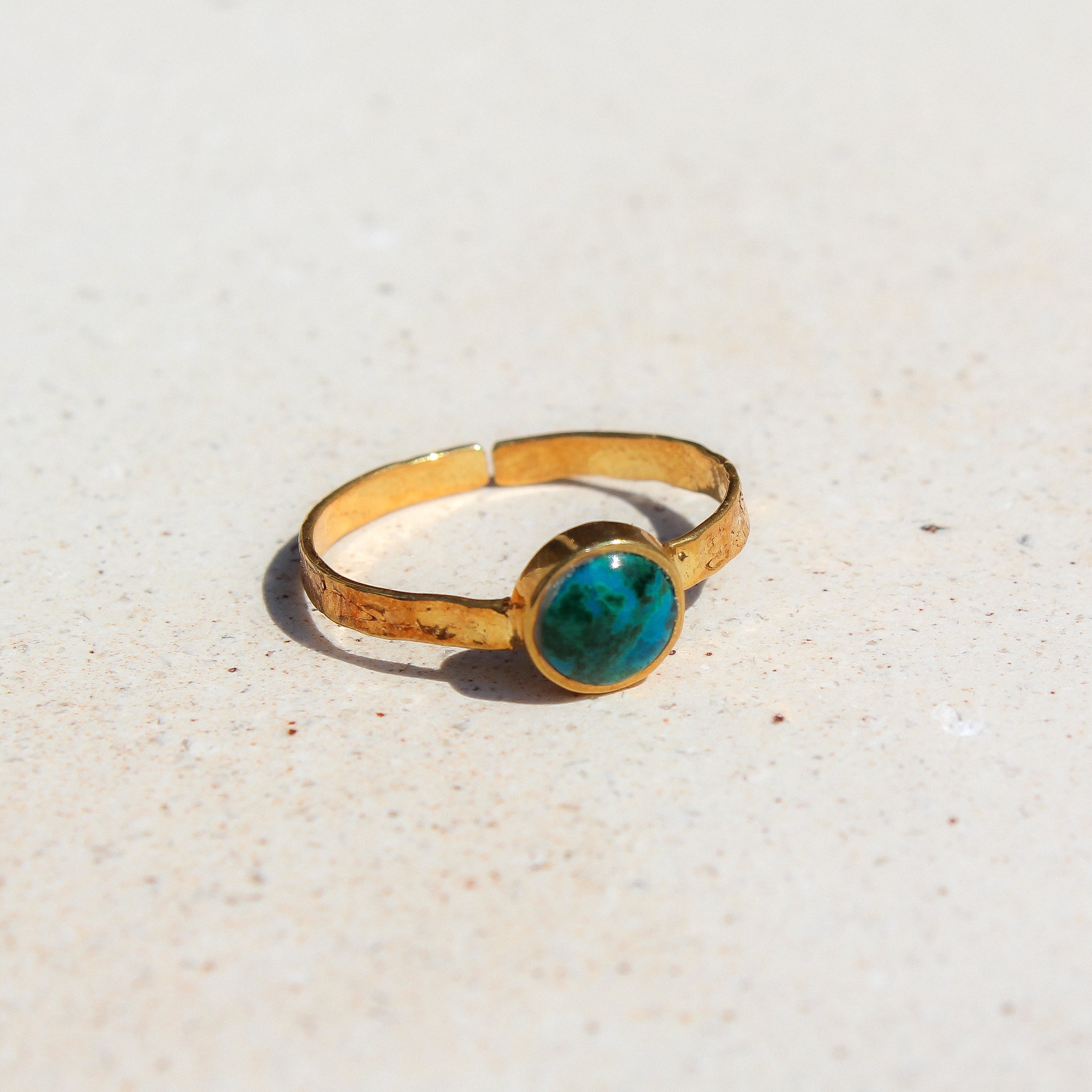 HAMMERED RING - TURQUOISE (GOLD PLATED)