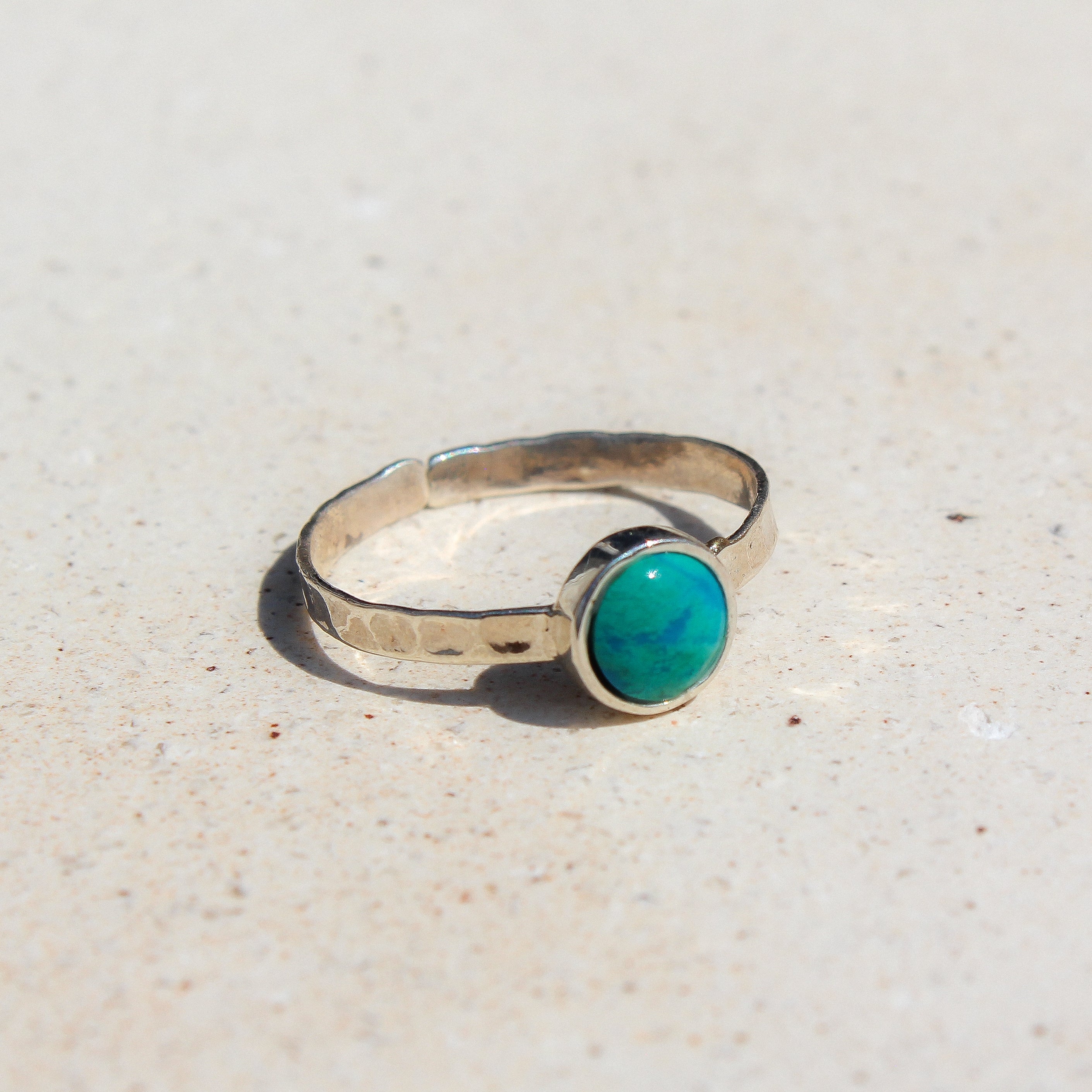 HAMMERED RING - TURQUOISE (SILVER)