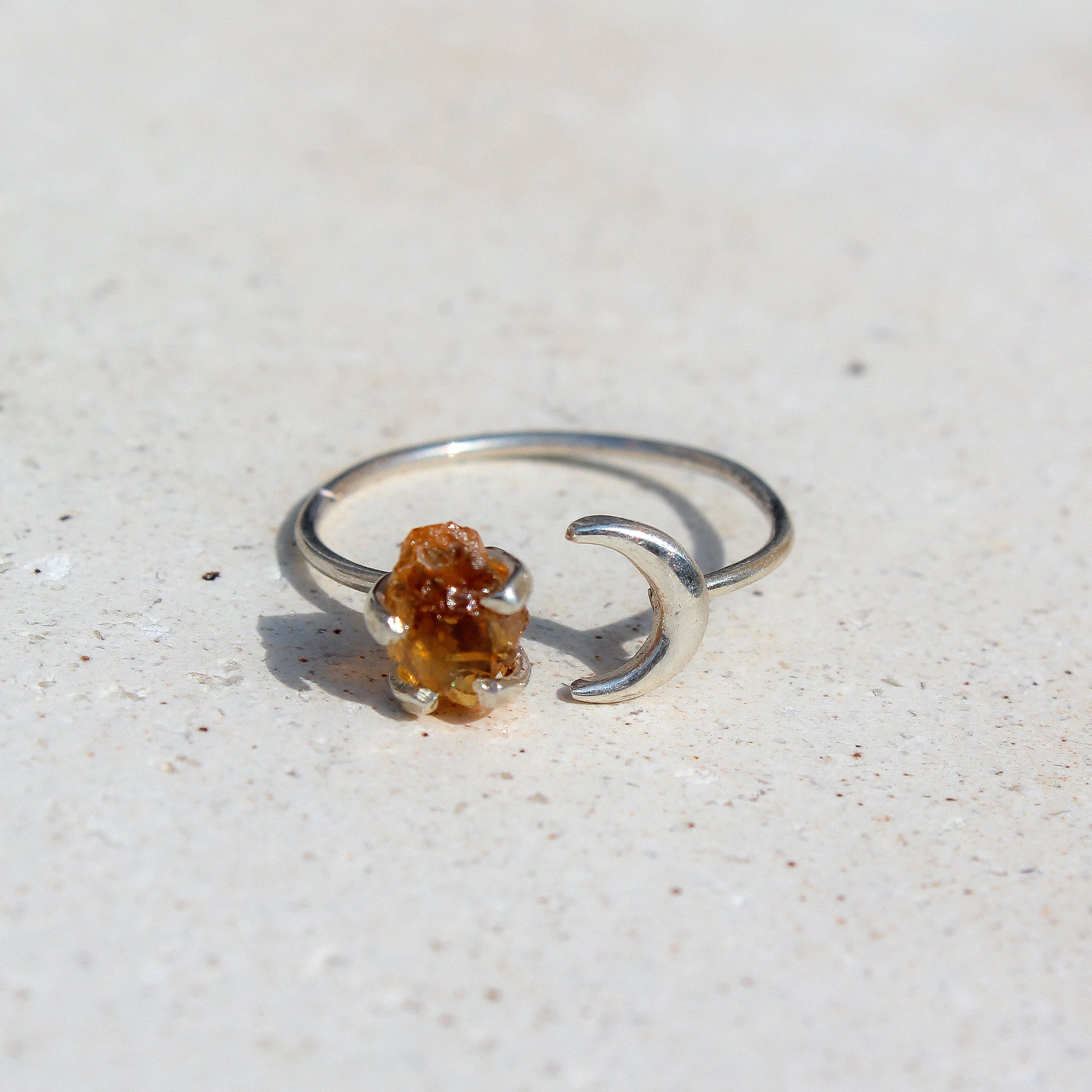 HALFMOON THIN RING - CITRINE (SILVER)