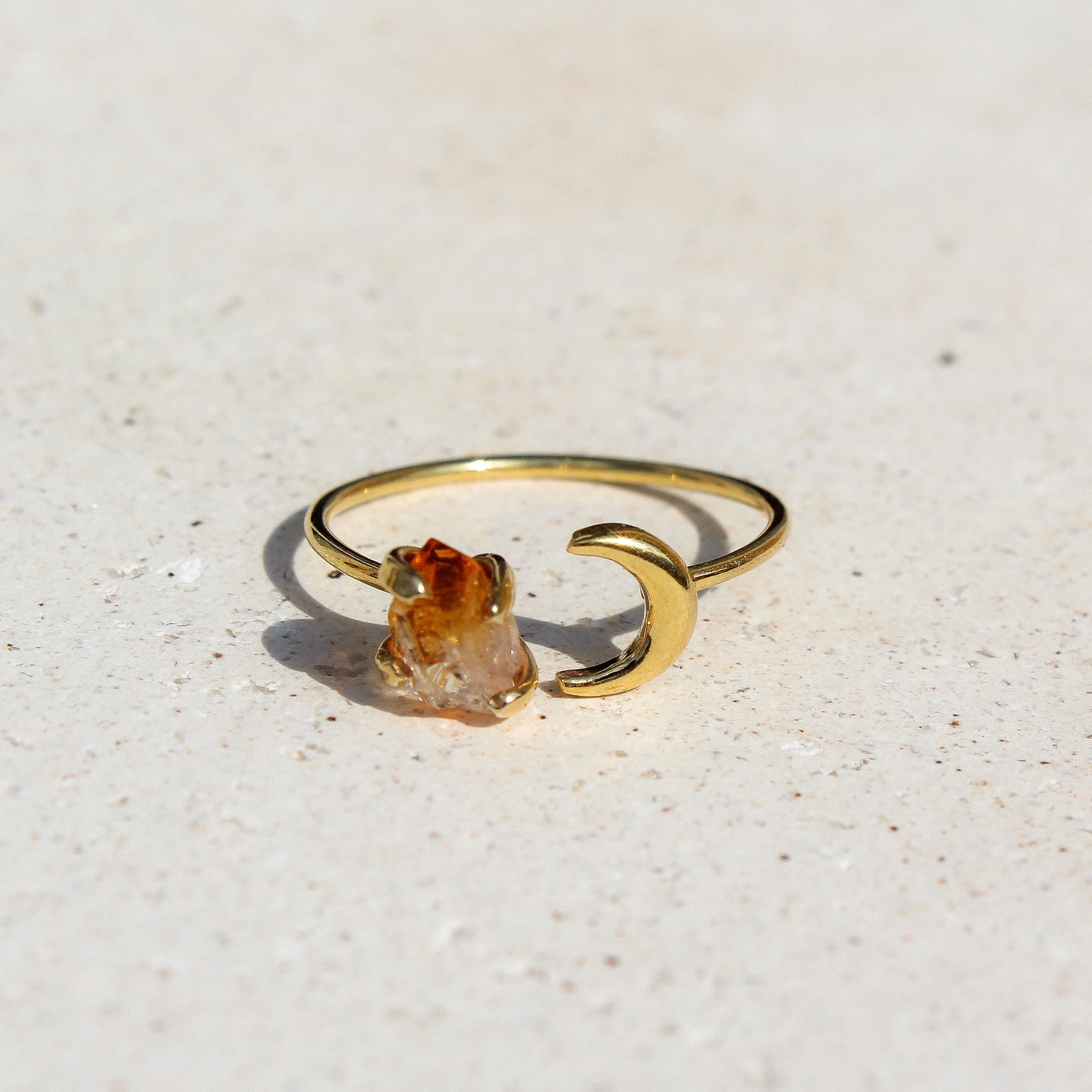 HALFMOON THIN RING - CITRINE (GOLD PLATED)