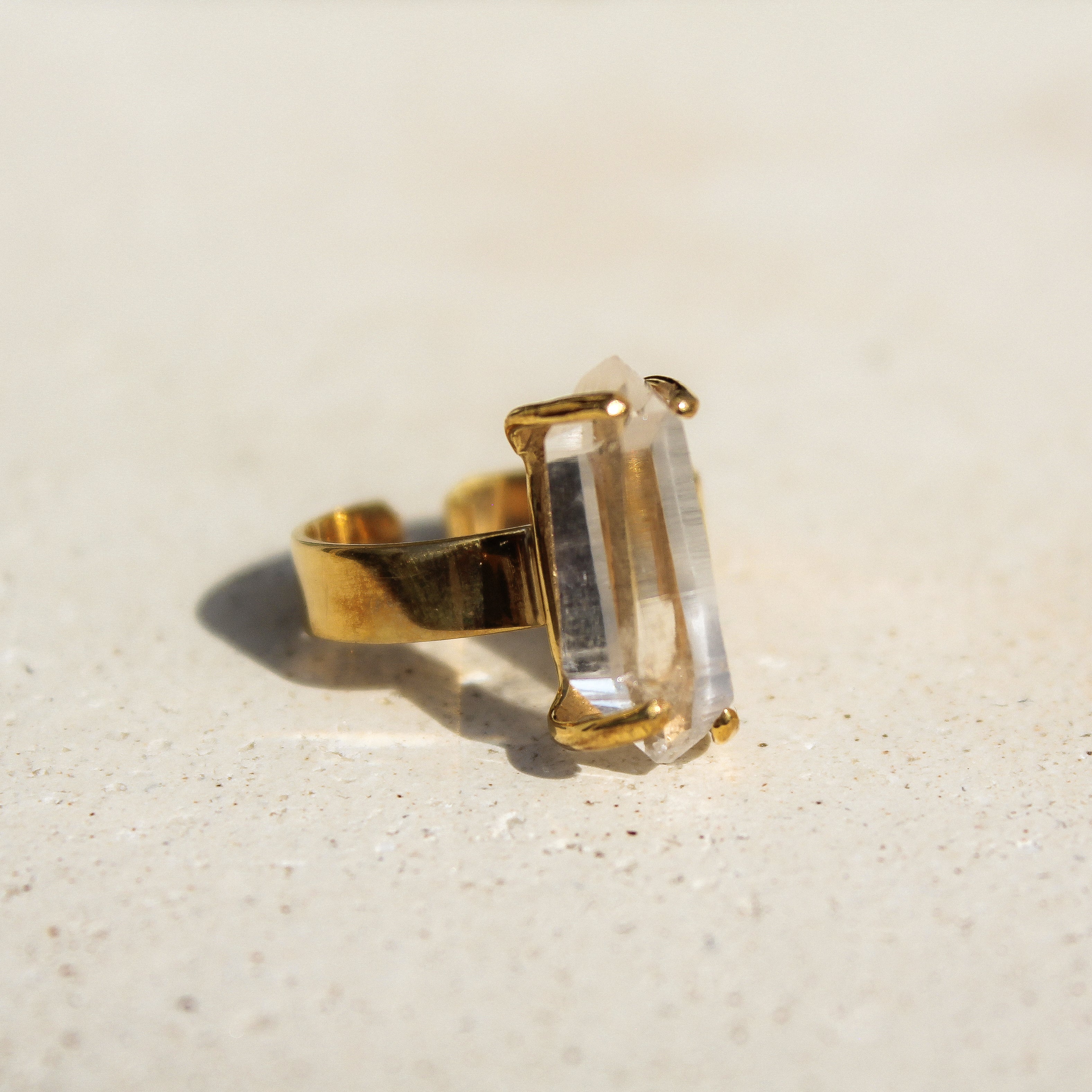 AMULET RING - CRYSTAL QUARTZ (GOLD PLATED)