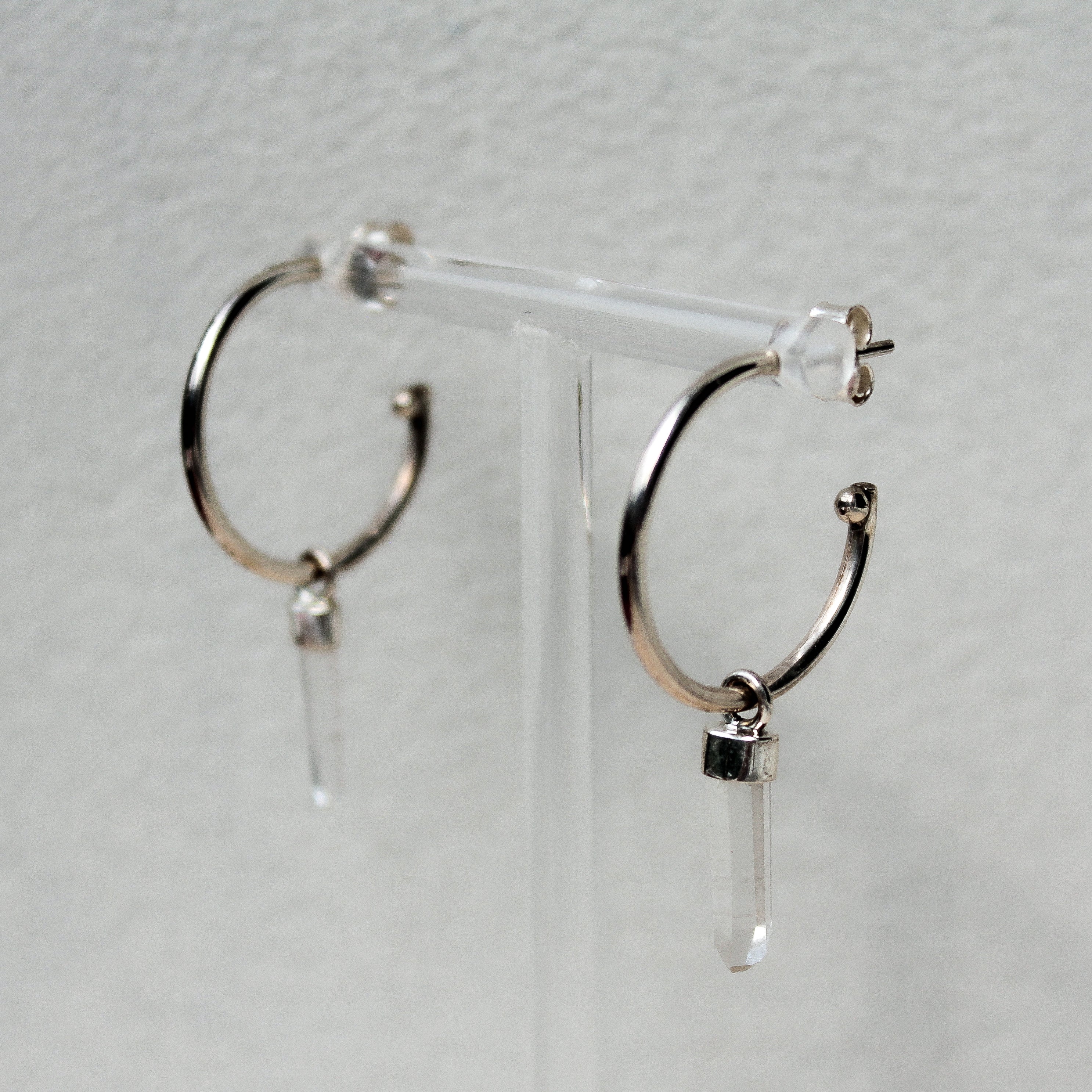 MIDI HOOPS - CRYSTAL QUARTZ (SILVER)