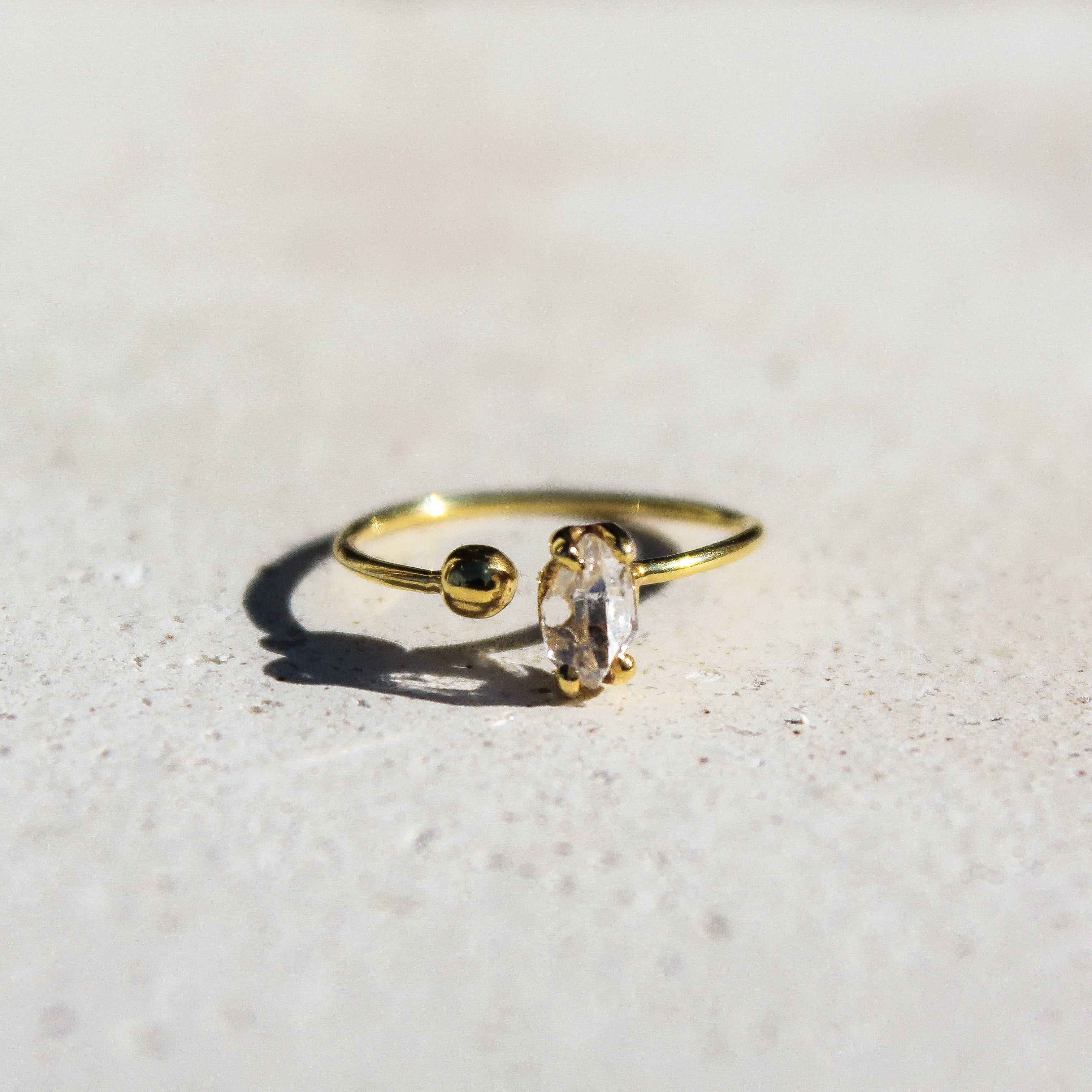 SPHERE RING - HERKIMER (GOLD PLATED)