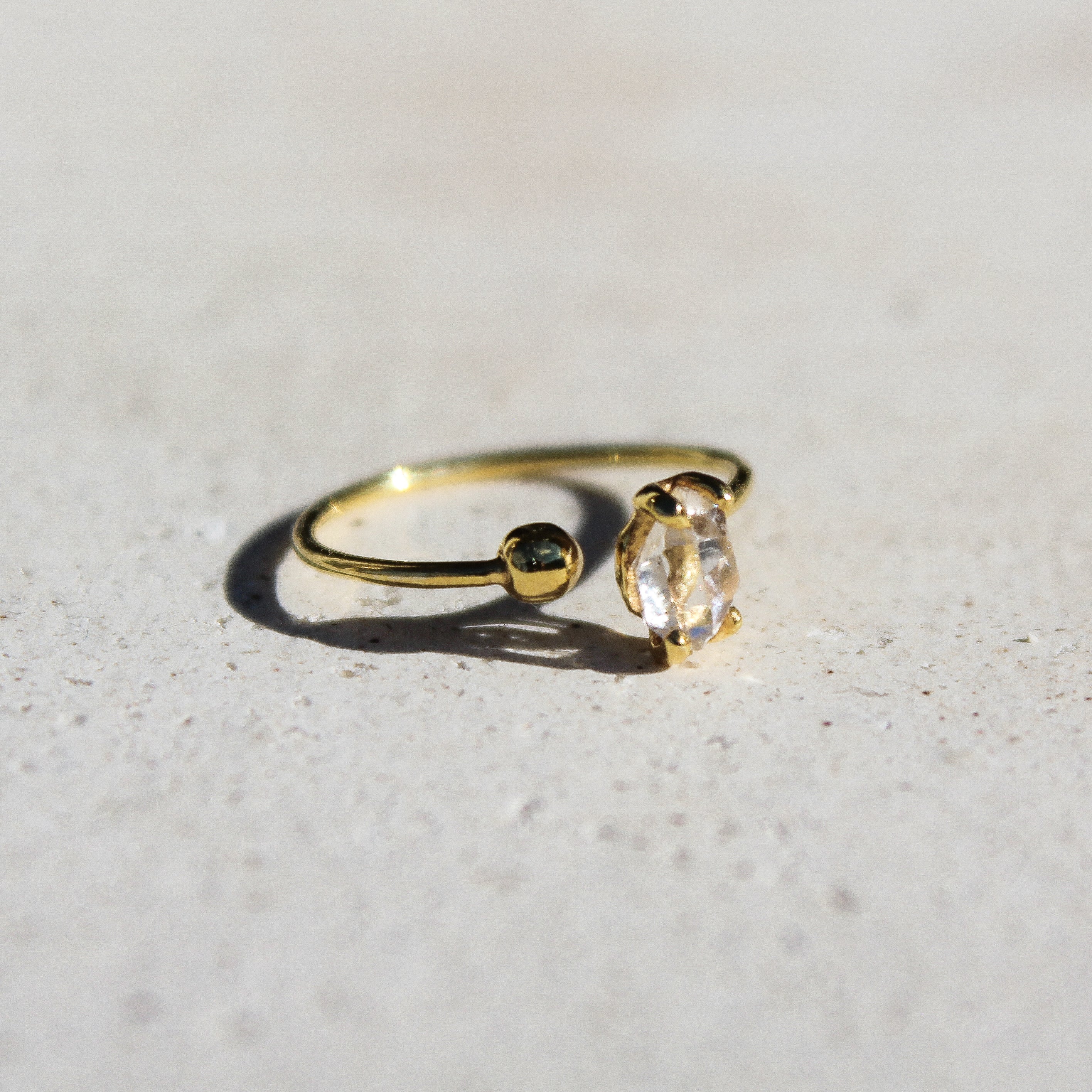 SPHERE RING - HERKIMER (GOLD PLATED)