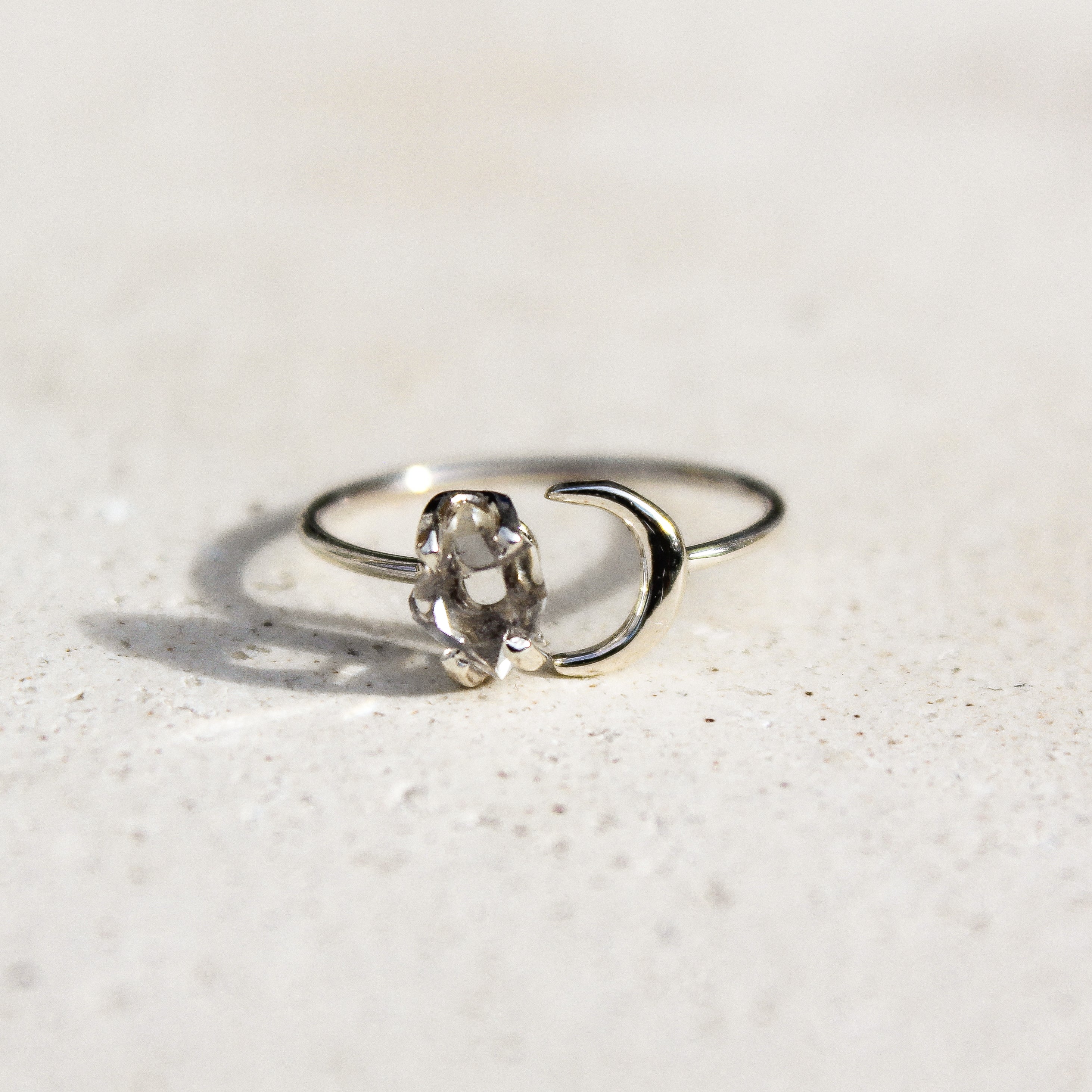 HALFMOON THIN RING - HERKIMER (SILVER)