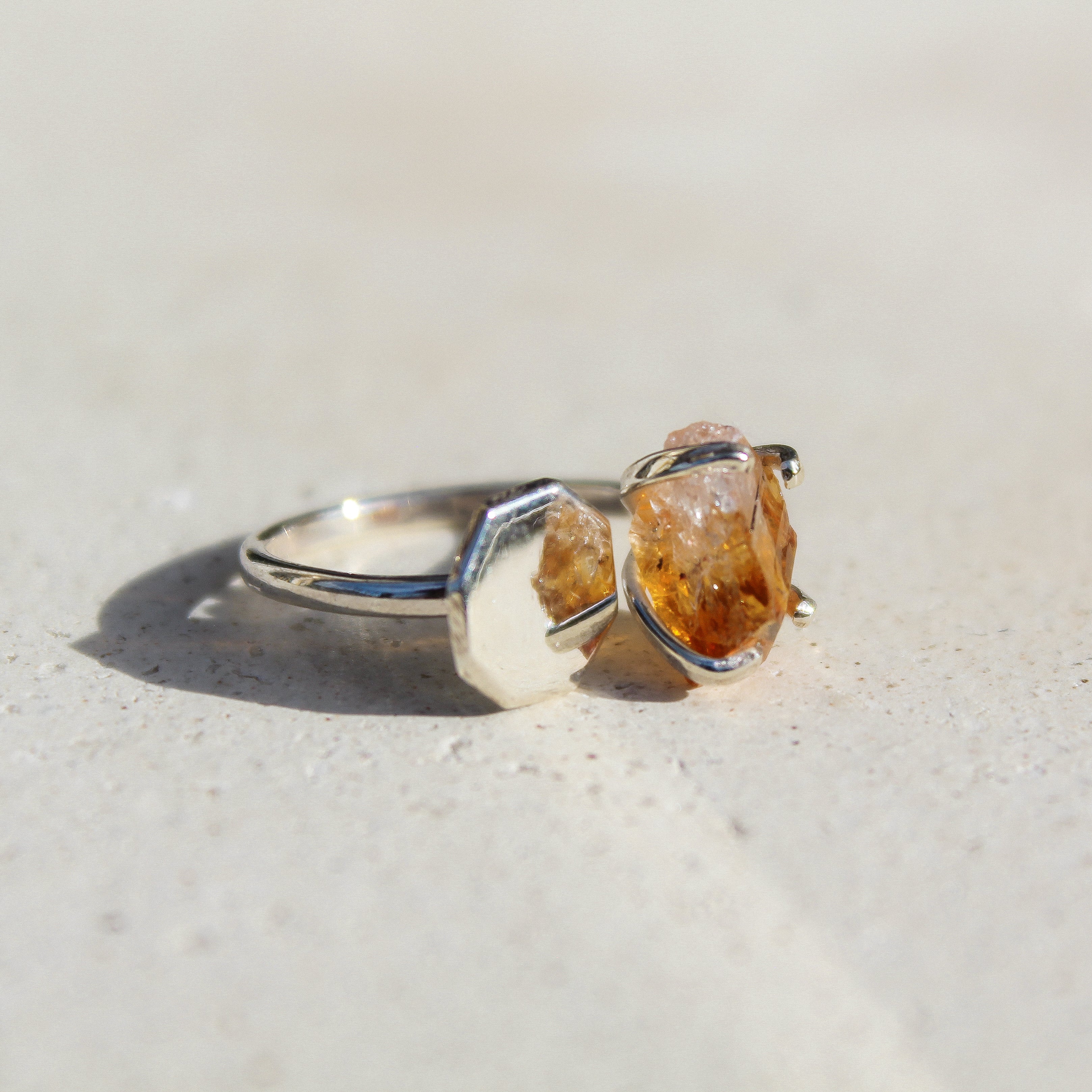 HEXAGON RING - CITRINE (SILVER)