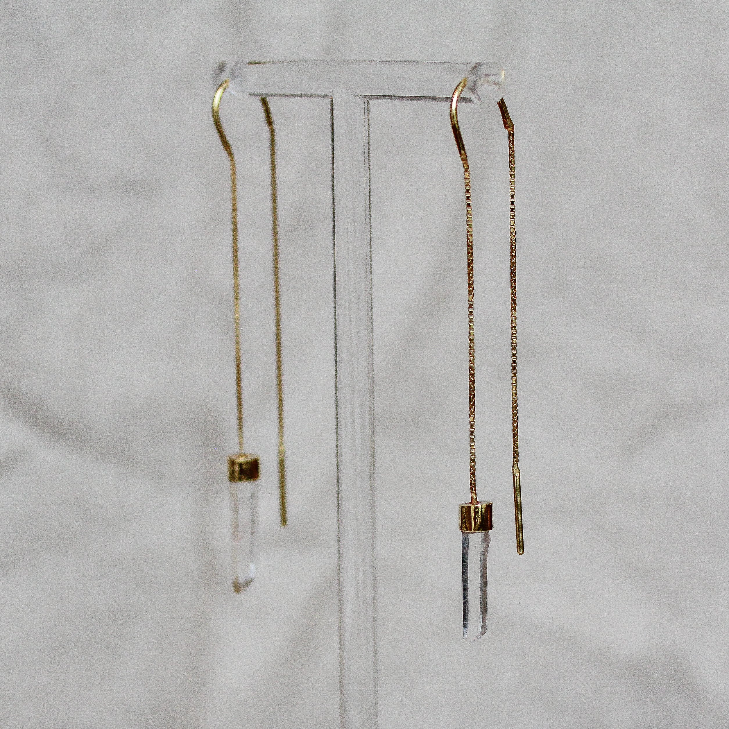 PENDULUM EARRINGS - CRYSTAL QUARTZ (GOLD PLATED)