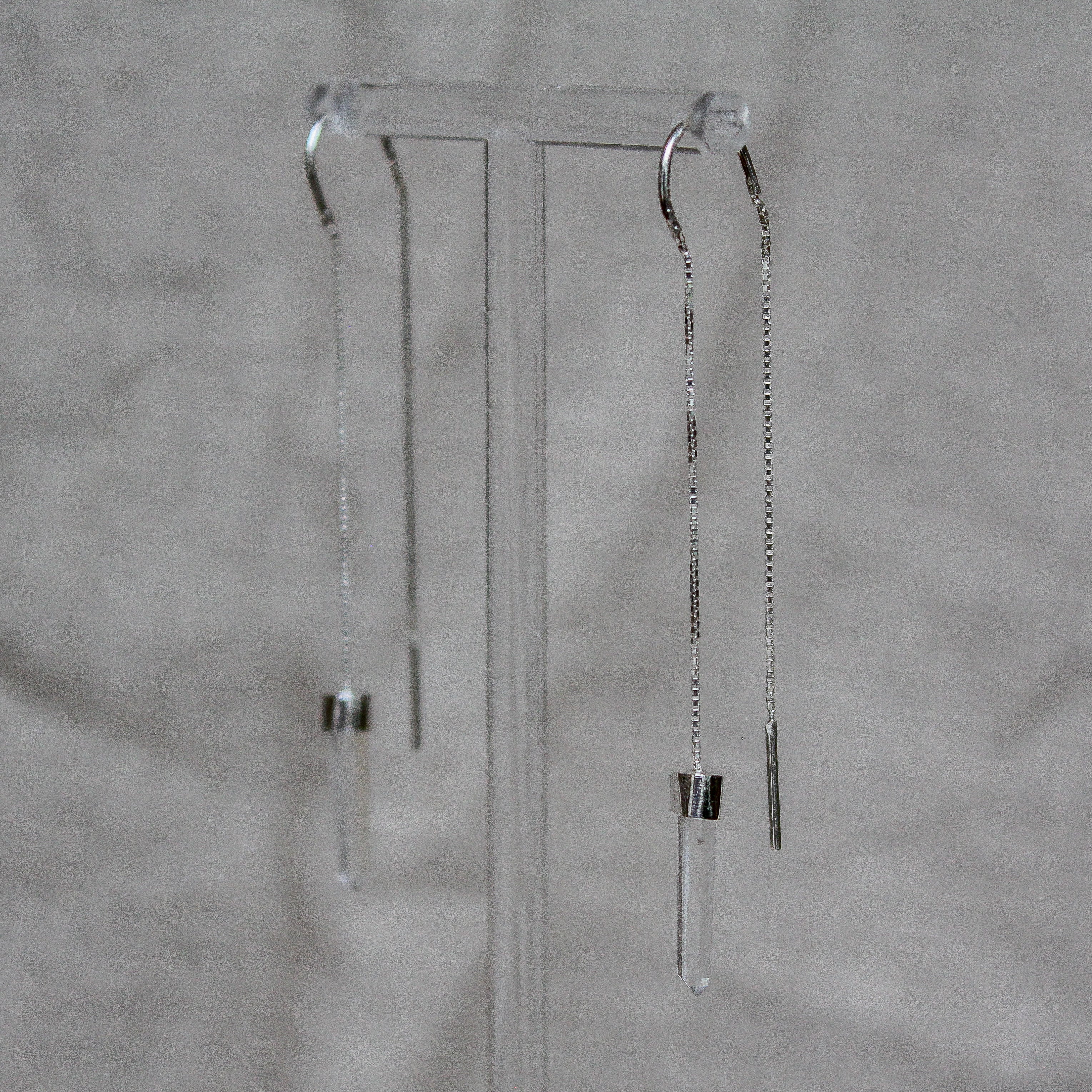 PENDULUM EARRINGS - CRYSTAL QUARTZ (SILVER)