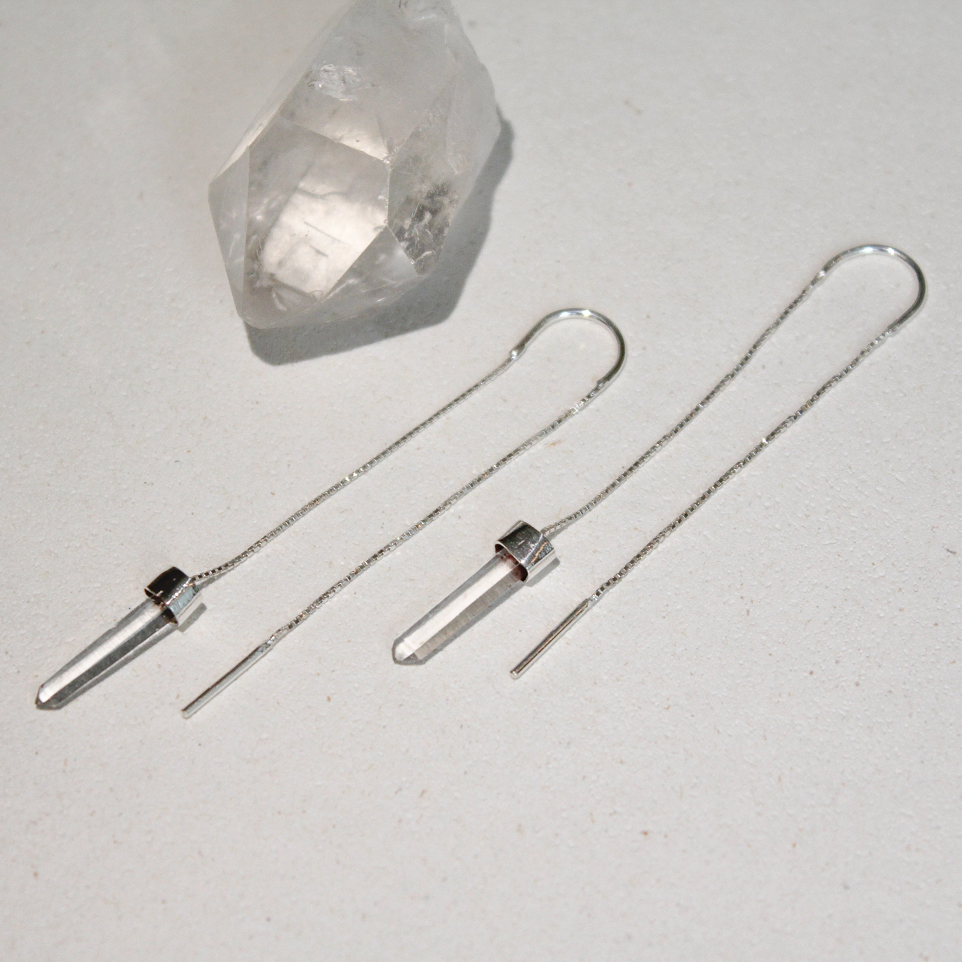 PENDULUM EARRINGS - CRYSTAL QUARTZ (SILVER)