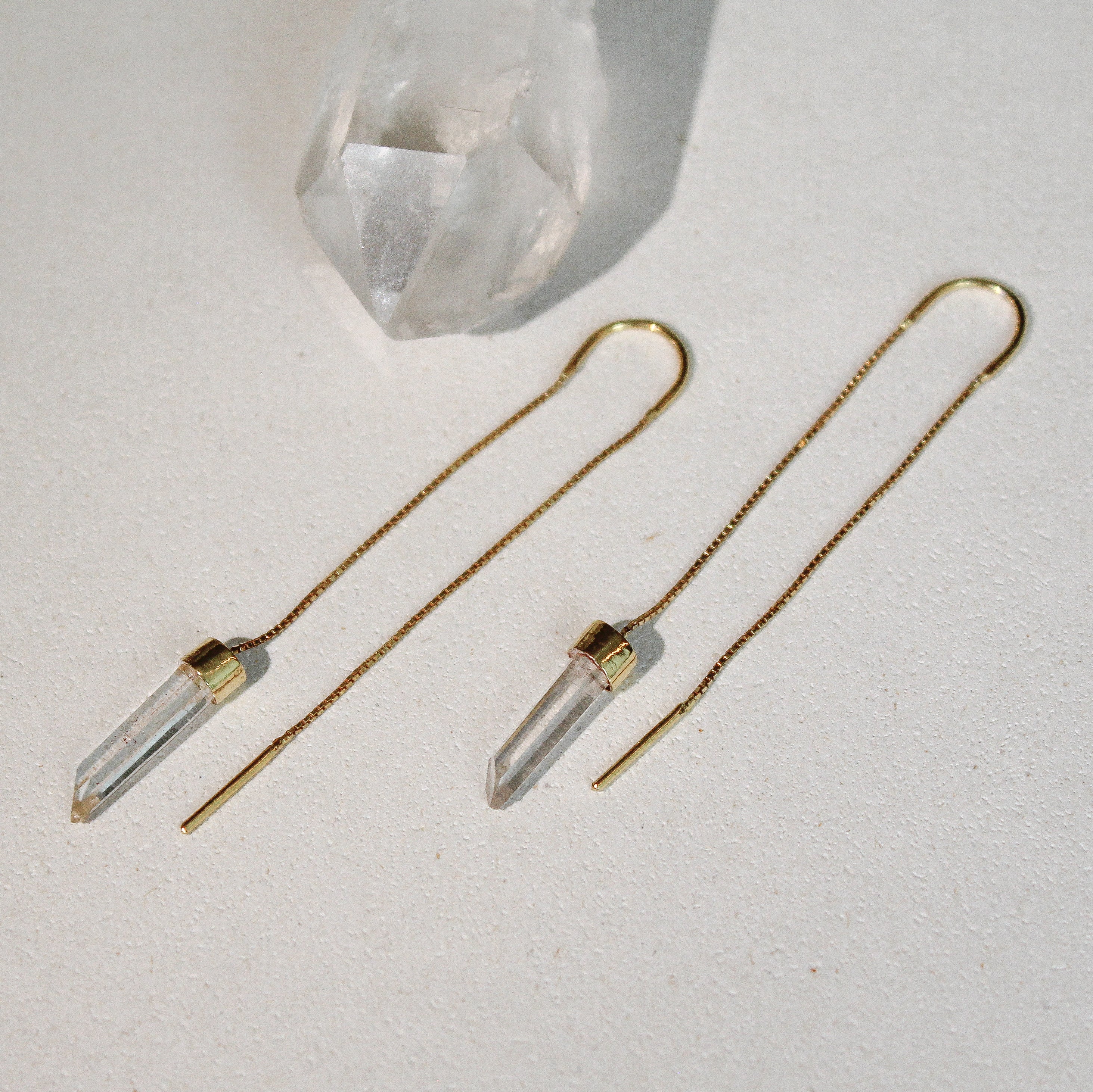 PENDULUM EARRINGS - CRYSTAL QUARTZ (GOLD PLATED)