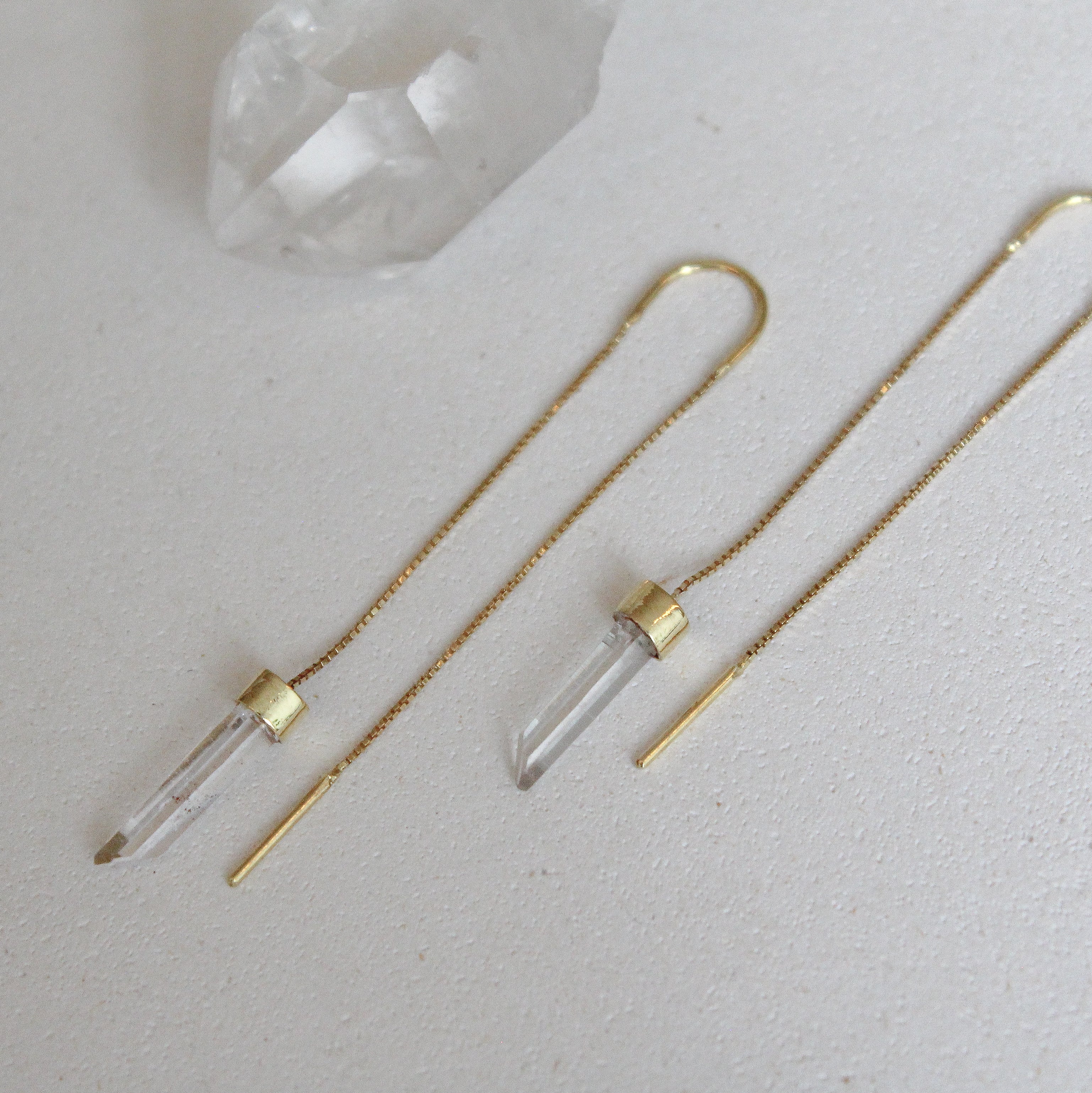 PENDULUM EARRINGS - CRYSTAL QUARTZ (GOLD PLATED)