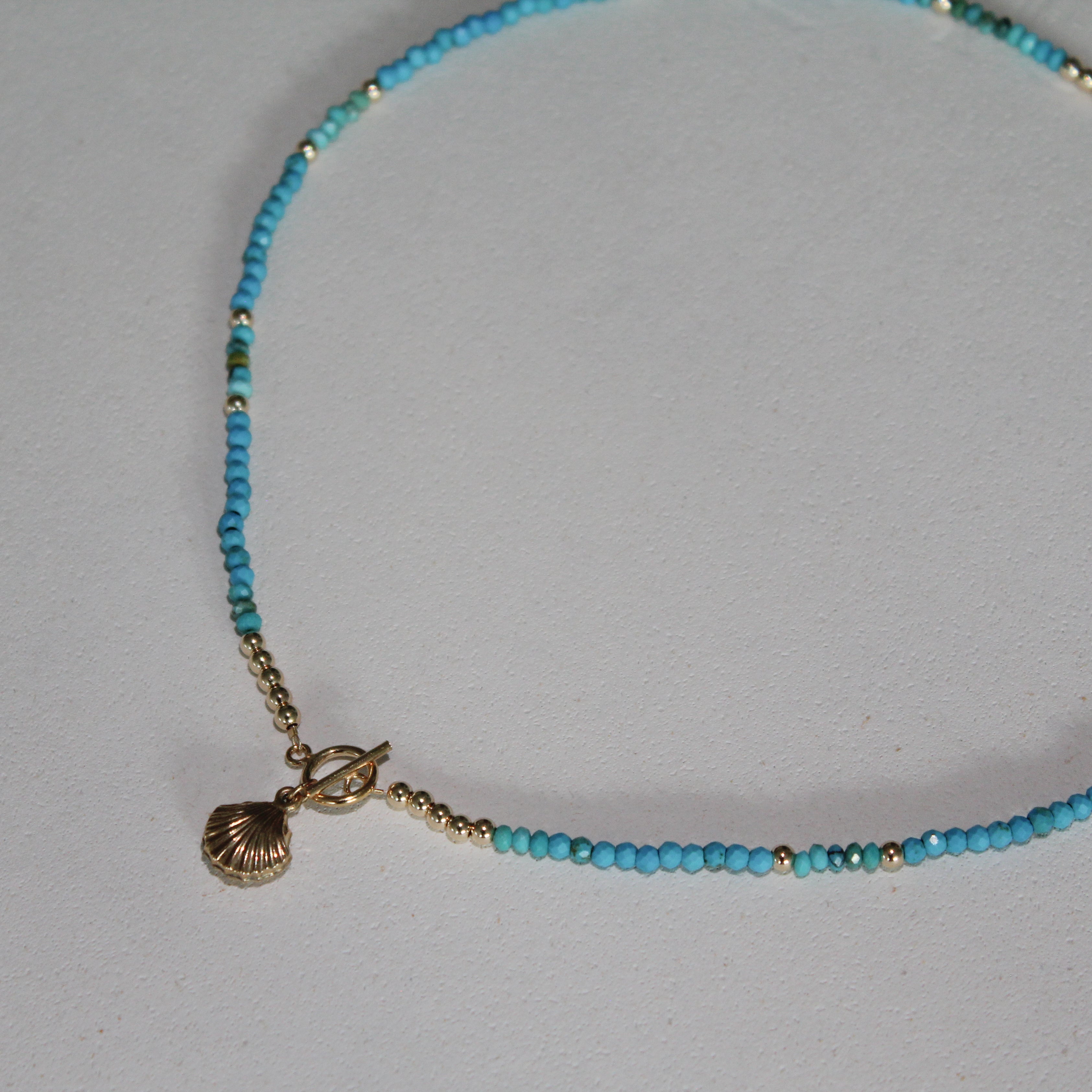 MAGIC SHELL CHOKER - TURQUOISE (GOLD-FILLED)