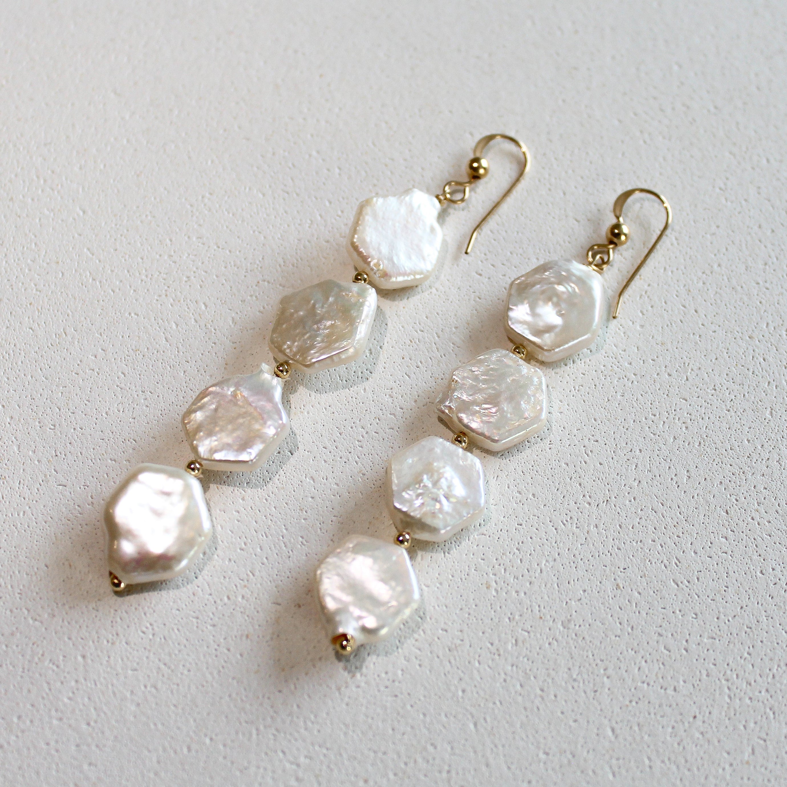 GODDESS EARRINGS - FRESHWATER PEARL (GOLDFILLED)