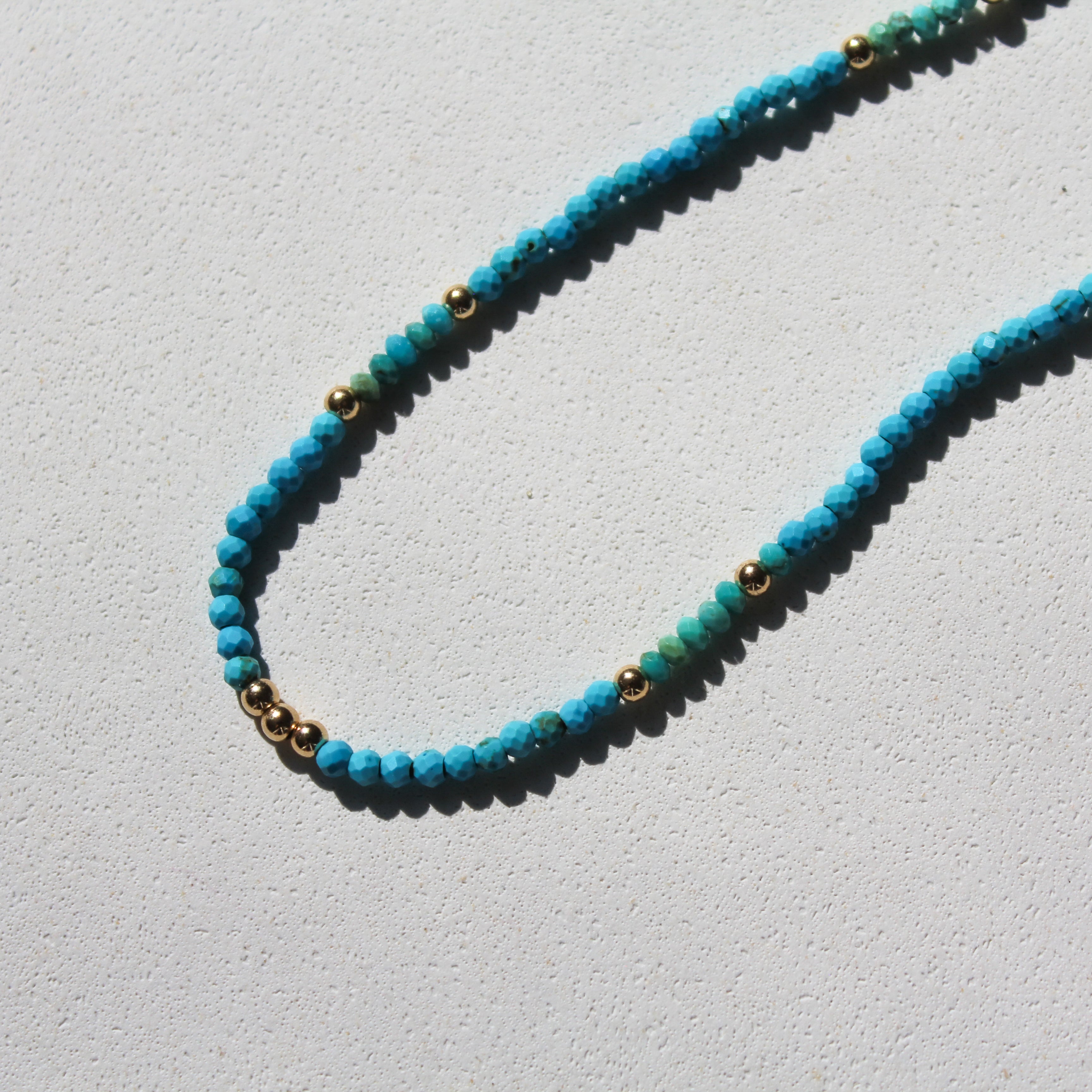 MAGIC SHELL CHOKER - TURQUOISE (GOLD-FILLED)