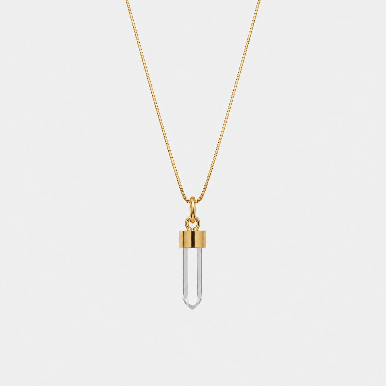 TINY PENDULUM NECKLACE - CRYSTAL QUARTZ (GOLD PLATED)