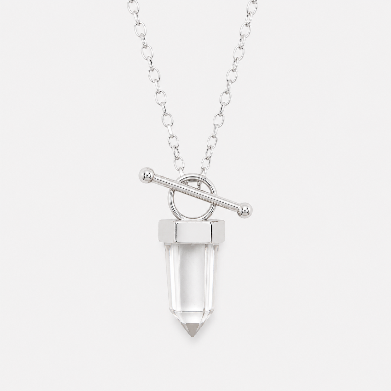 ORBIT NECKLACE - CRYSTAL QUARTZ (SILVER)