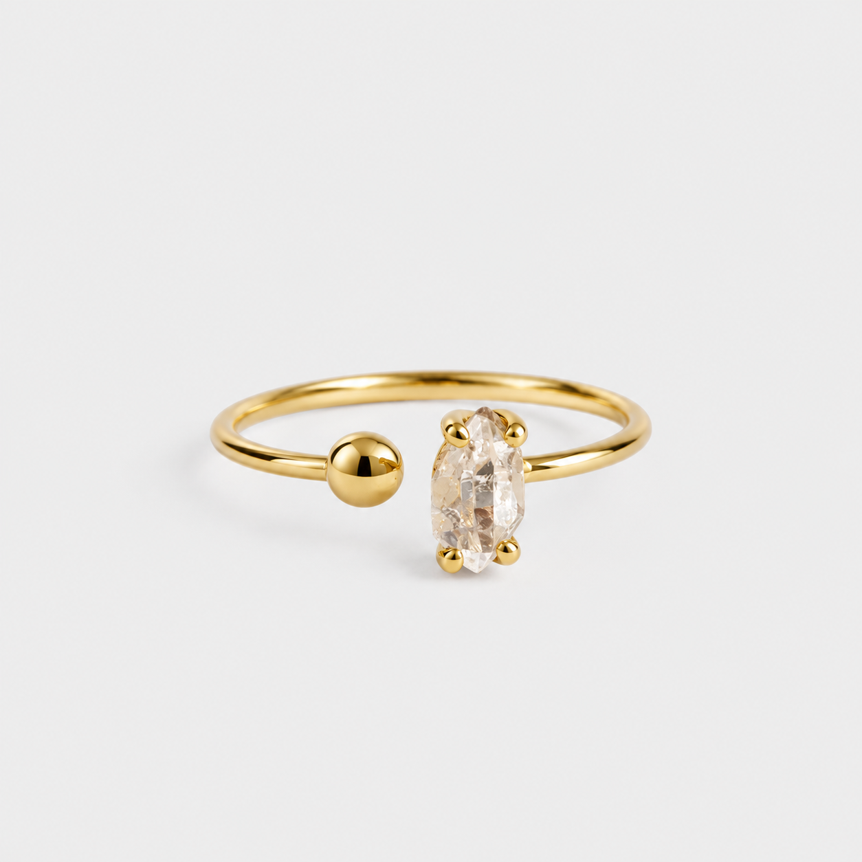 SPHERE RING - HERKIMER (SOLID GOLD 18kt)