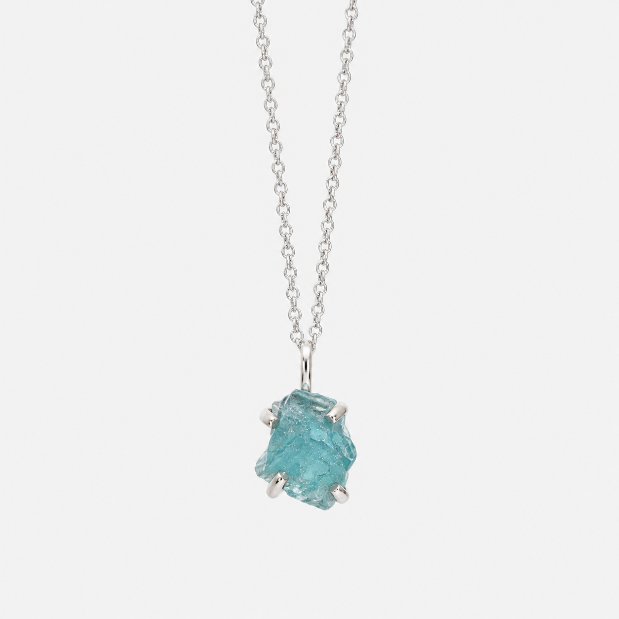 LITTLE CHARM NECKLACE - AQUAMARINE (SILVER)