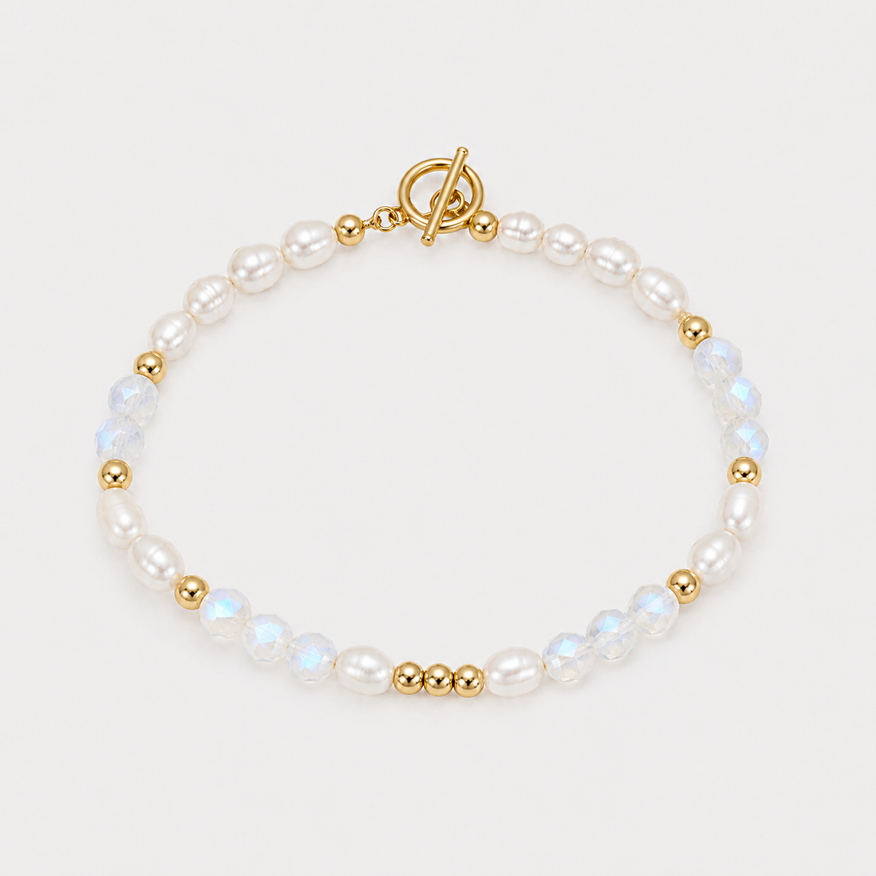 DIVINE FEMININITY BRACELET - MOONSTONE & FRESHWATER PEARLS (GOLD-FILLED)