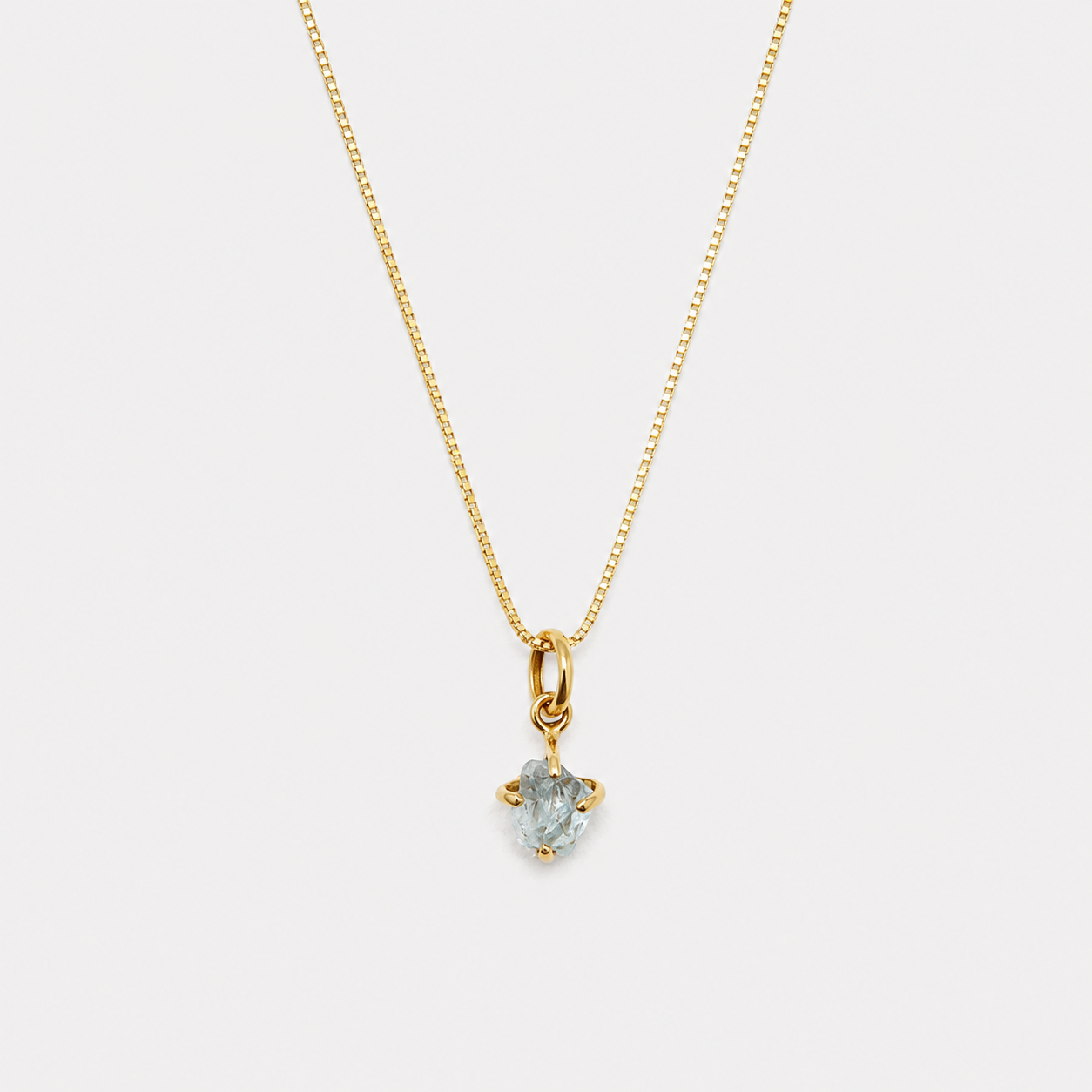 BABY CHARM NECKLACE - AQUAMARINE (GOLD-PLATED)