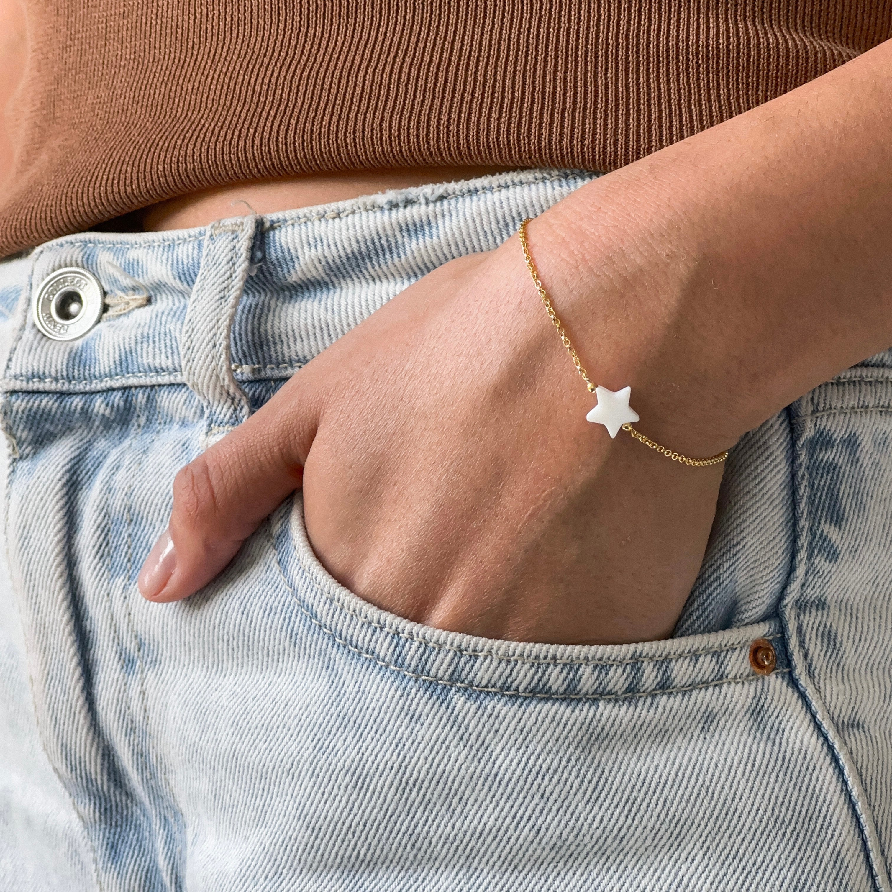 MAGIC STAR BRACELET - MOTHER OF PEARL (GOLD PLATED)