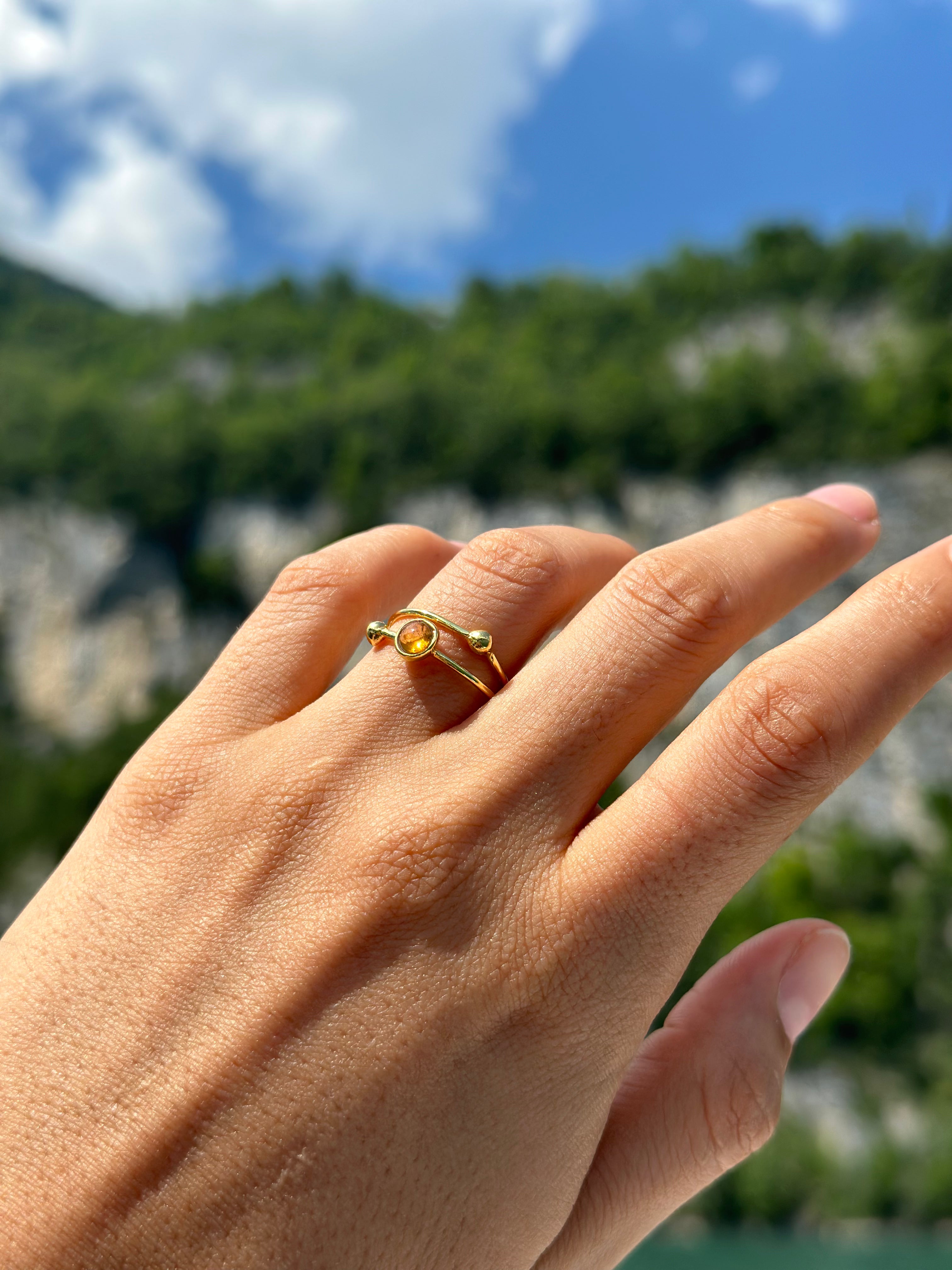 GALAXY RING - YELLOW TOURMALINE (GOLD PLATED)