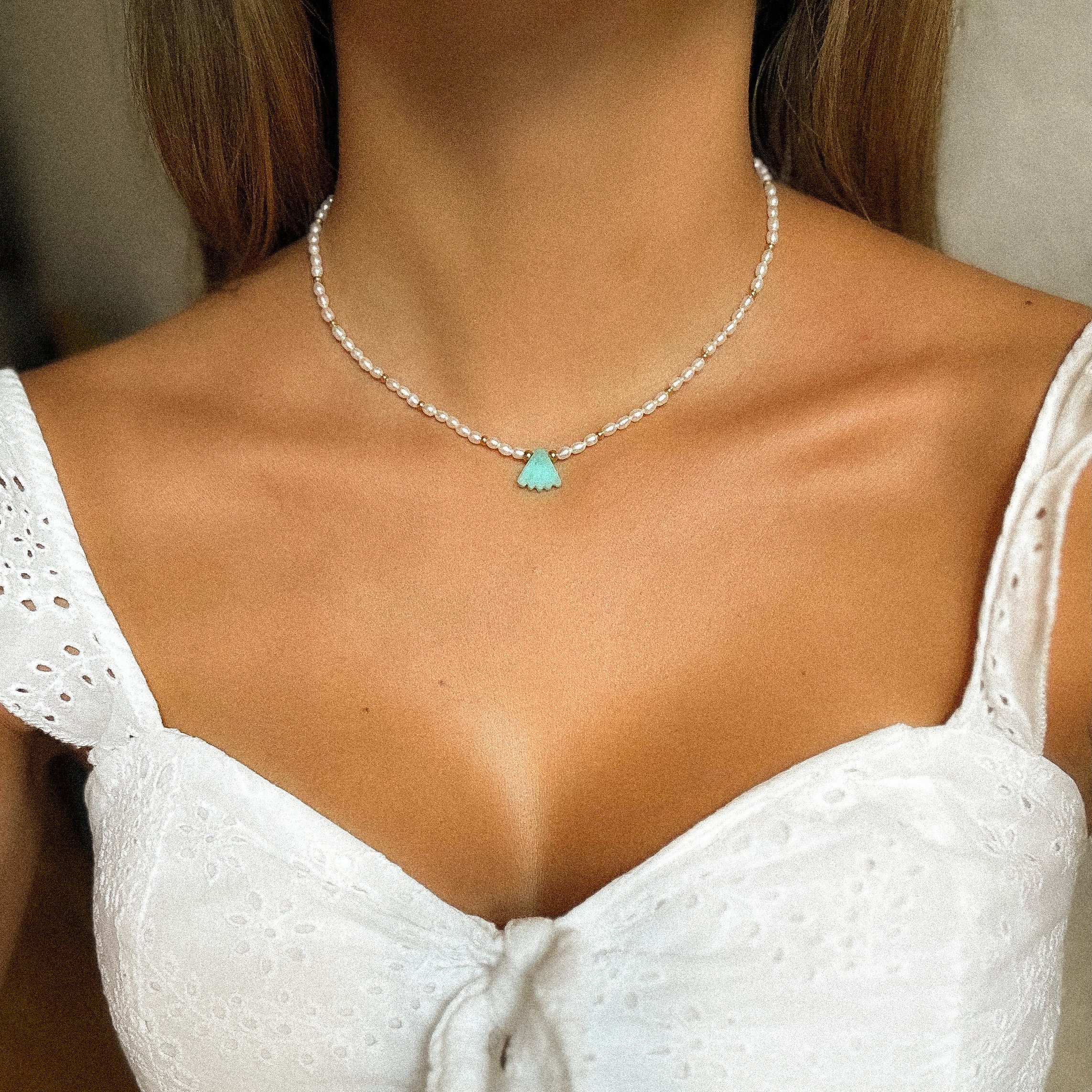 RIVER PEARLS CHOKER - AMAZONITE